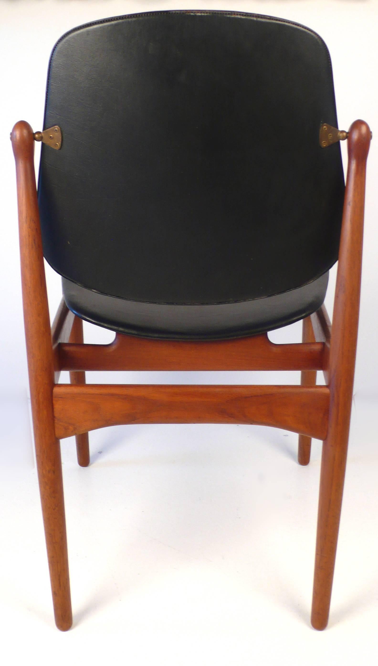 Brass Six Arne Vodder Solid Teak Dining Chairs