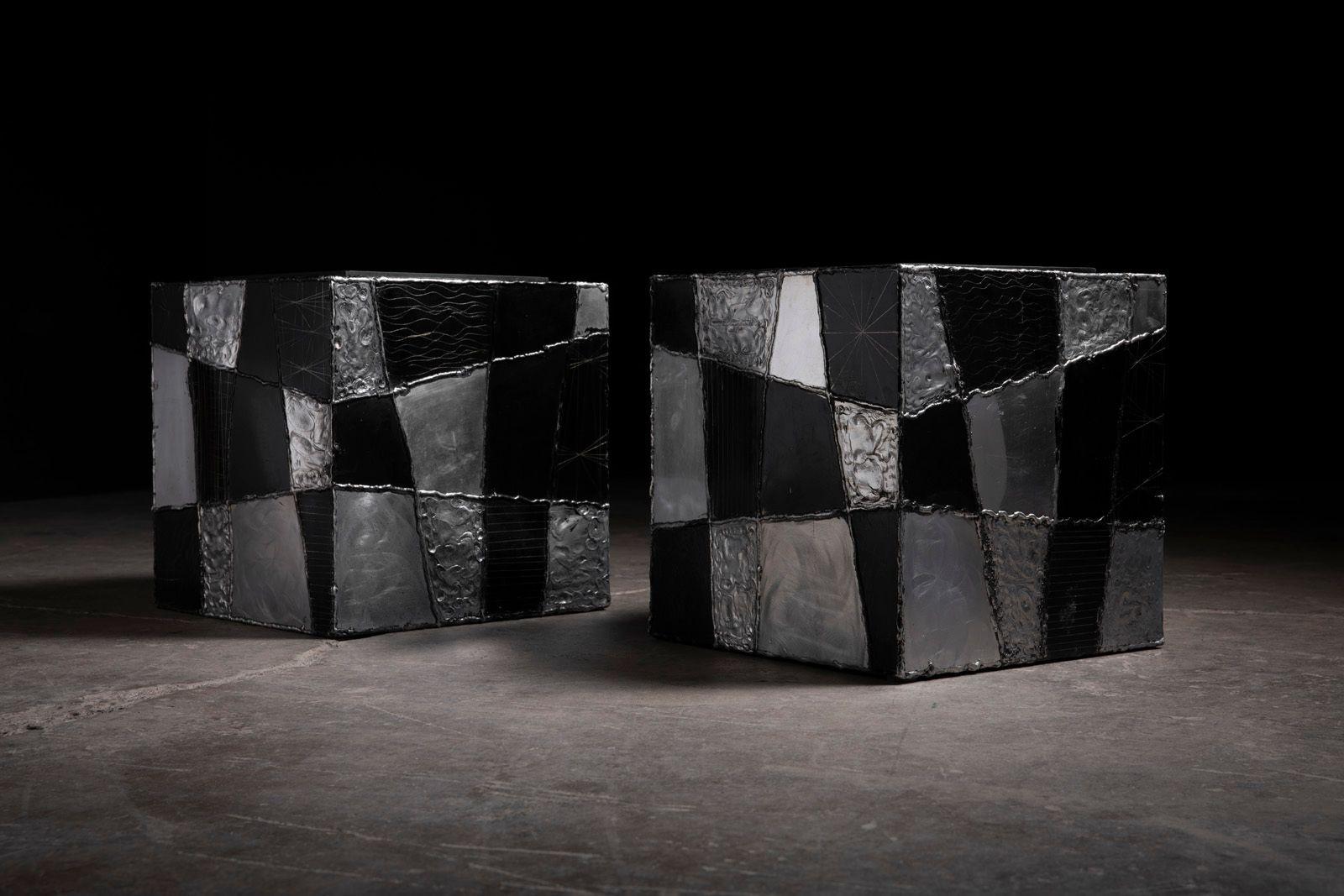 Brutalist Paul Evans Studio Argente PE-37 Cube Tables – Exceptionally Clean Pair - 1970s For Sale