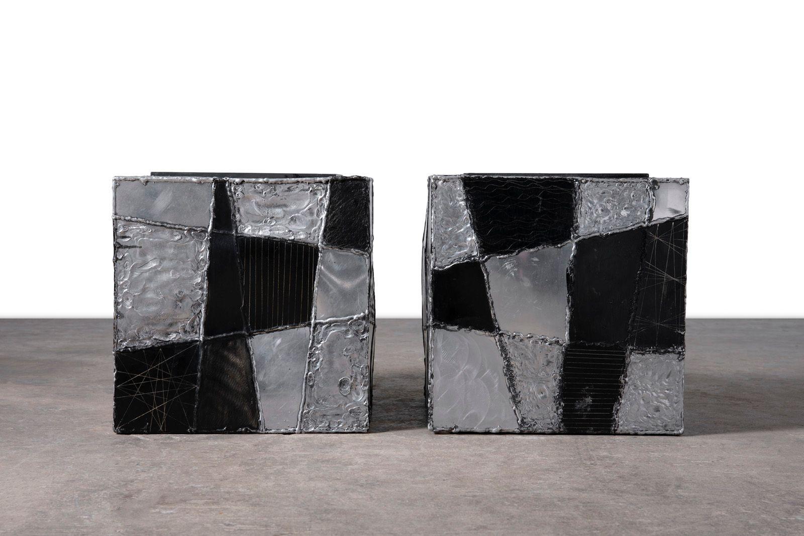 Welded Paul Evans Studio Argente PE-37 Cube Tables – Exceptionally Clean Pair - 1970s For Sale