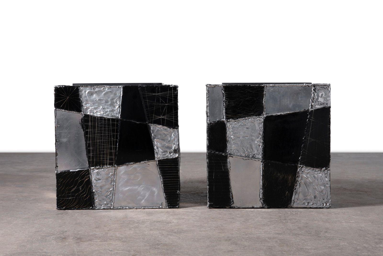 Late 20th Century Paul Evans Studio Argente PE-37 Cube Tables – Exceptionally Clean Pair - 1970s For Sale
