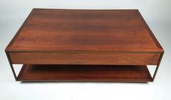 Custom 1960s Architectural Bronze and Oiled Walnut Cocktail Table