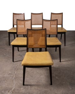 Set of Six Edward Wormley Cane Dining Chairs for Dunbar