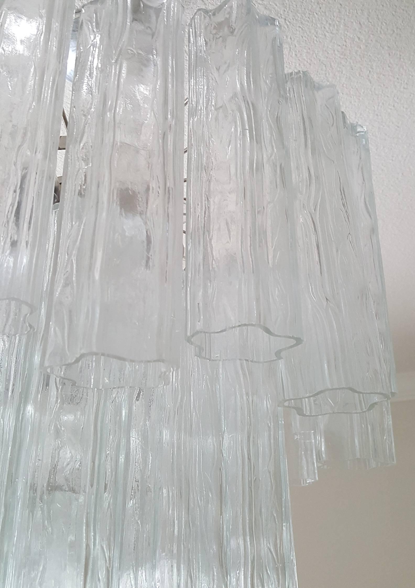 Mid-20th Century Three-Tier Murano Glass Snowflake Chandelier