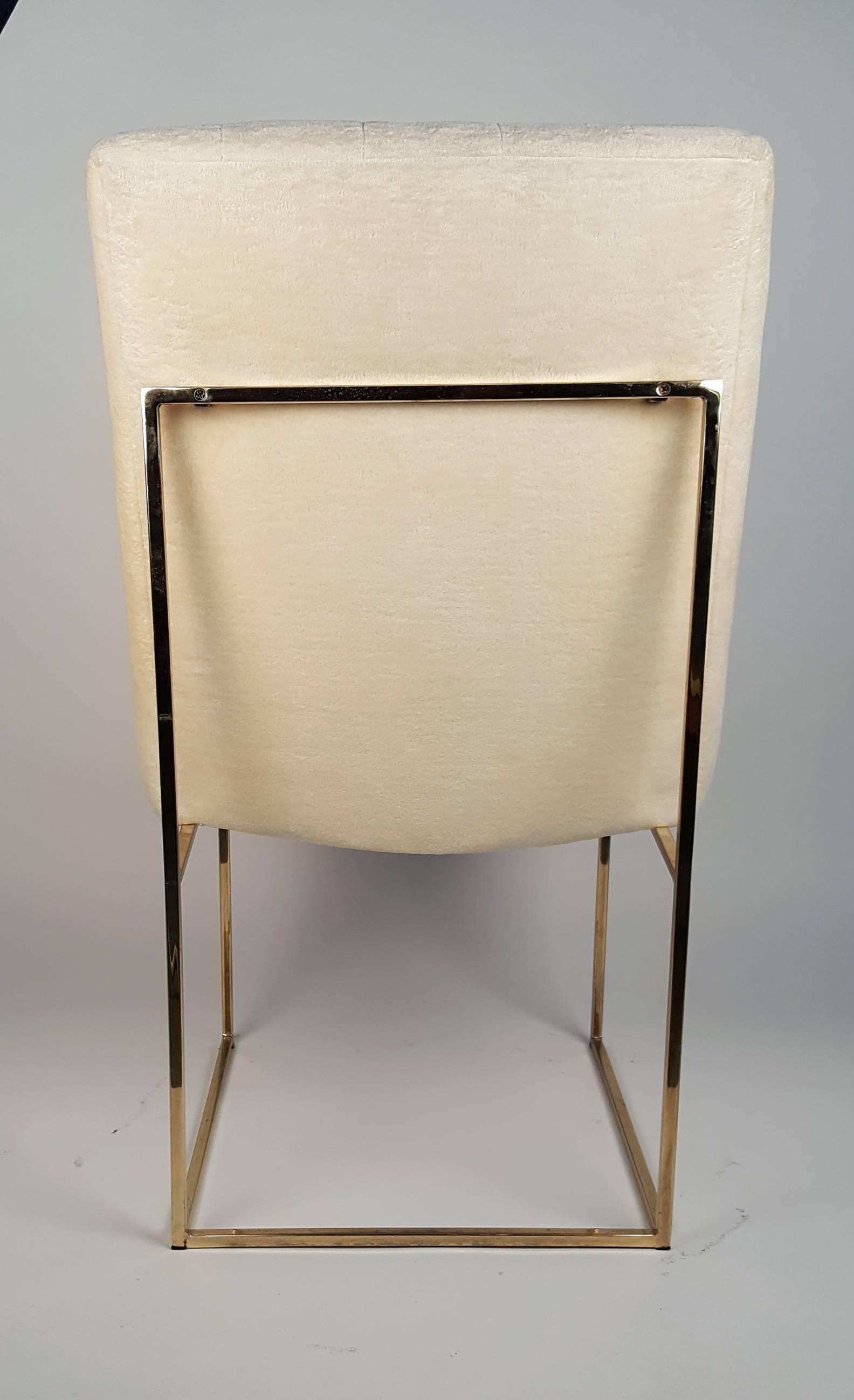 American Set of Six Milo Baughman Architectural Brass Dining Chairs
