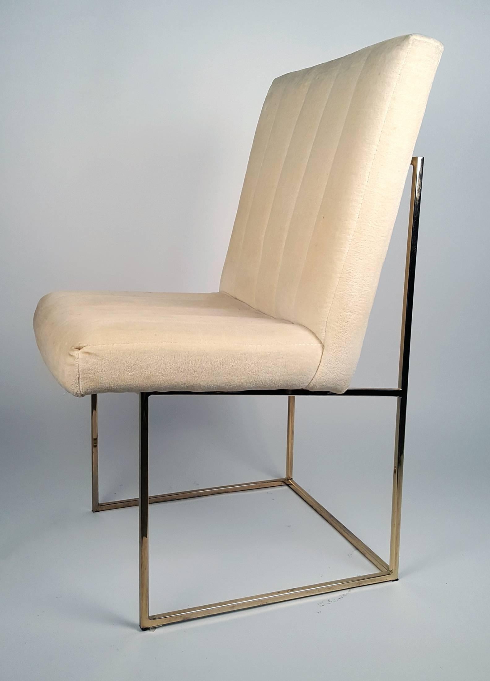 Set of six Milo Baughman dining chairs for Thayer Coggin. Most chairs marked to underside with manufacturer’s label.