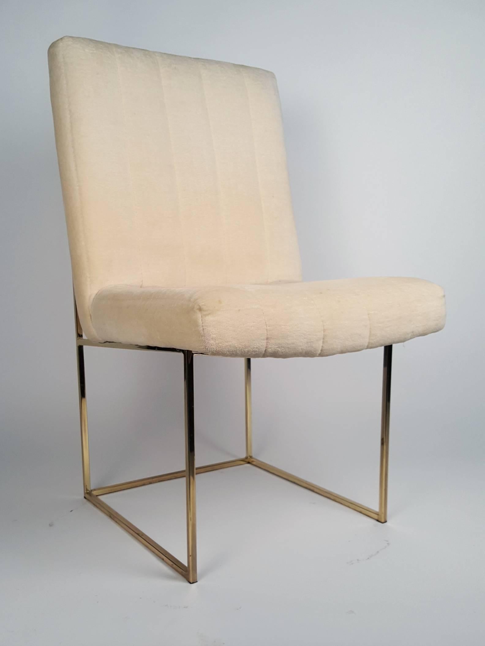 Set of Six Milo Baughman Architectural Brass Dining Chairs In Good Condition In Dallas, TX