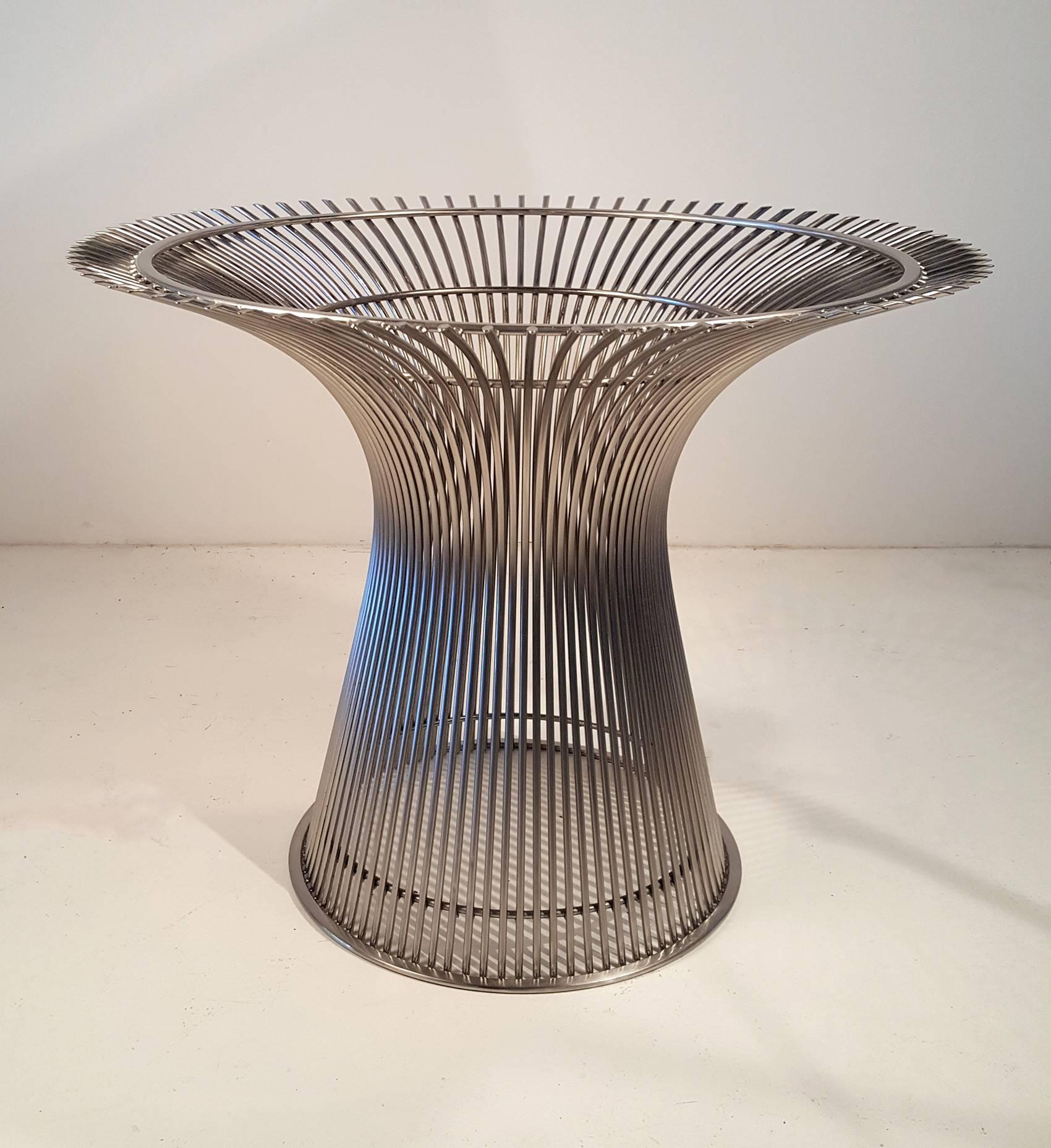 American Warren Platner Dining Table in Dark Walnut with Nickel Plated Base