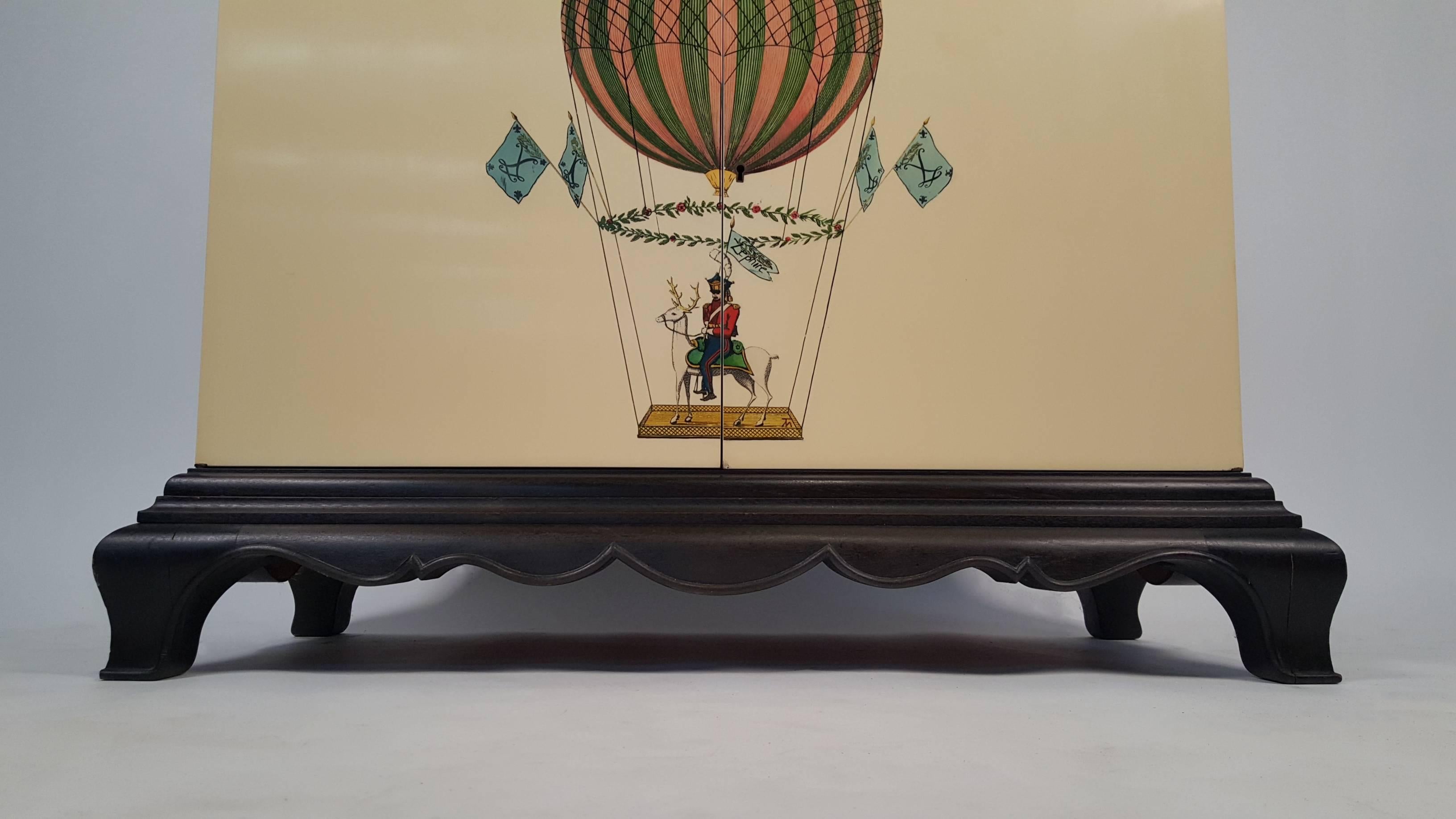 Trompe L'oeil Cabinet Embellished with 18th Century Aeronautical Motif In Good Condition In Dallas, TX