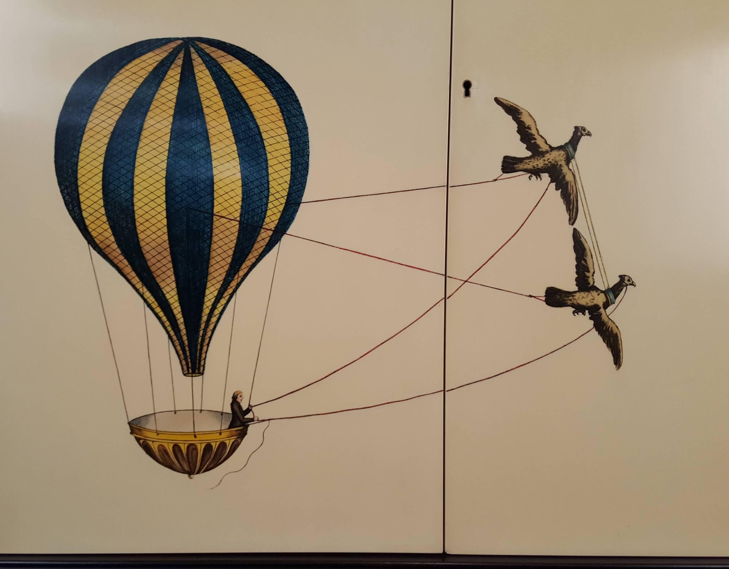 20th Century Trompe L'oeil Cabinet Embellished with 18th Century Aeronautical Motif