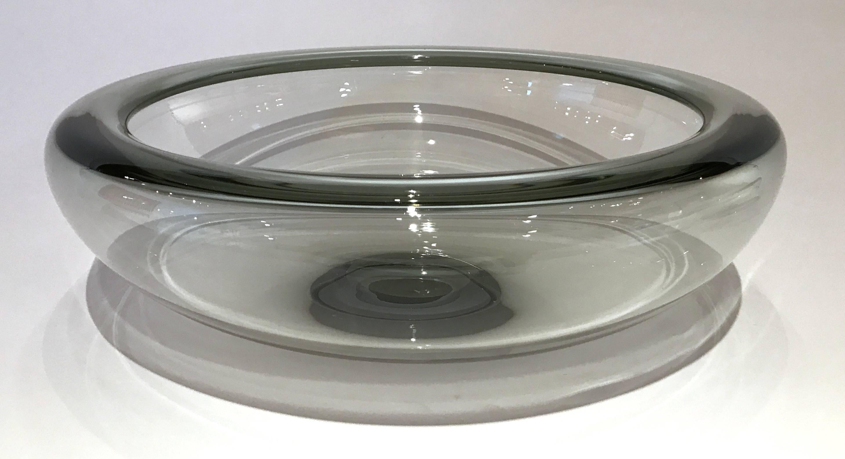 Scandinavian Modern Two Large Glass Bowls by Per Lutken for Holmegaard
