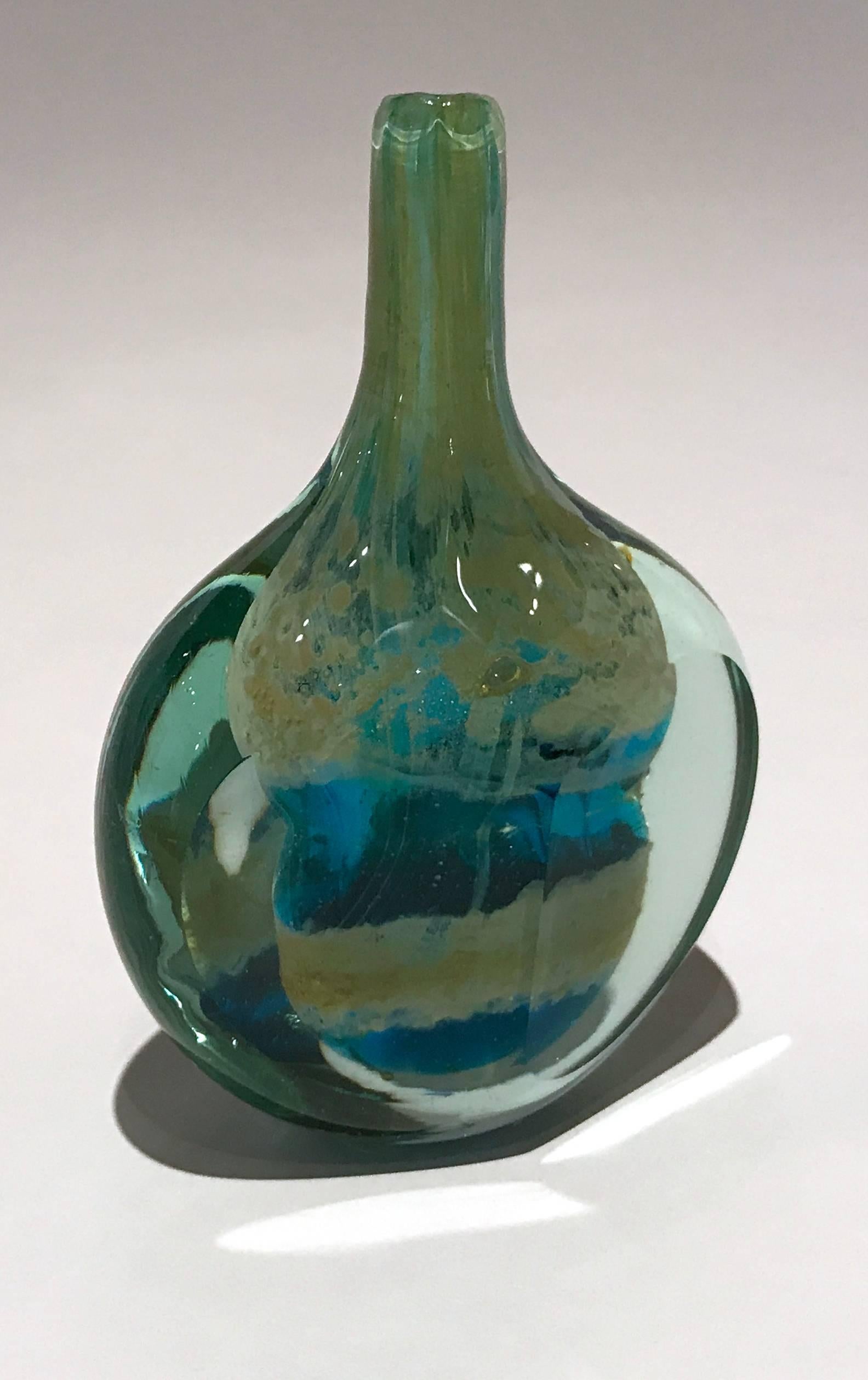 Frühe handgefertigte 'Cut Ice'-Fischvase von Michael Harris für Mdina (Moderne der Mitte des Jahrhunderts) im Angebot