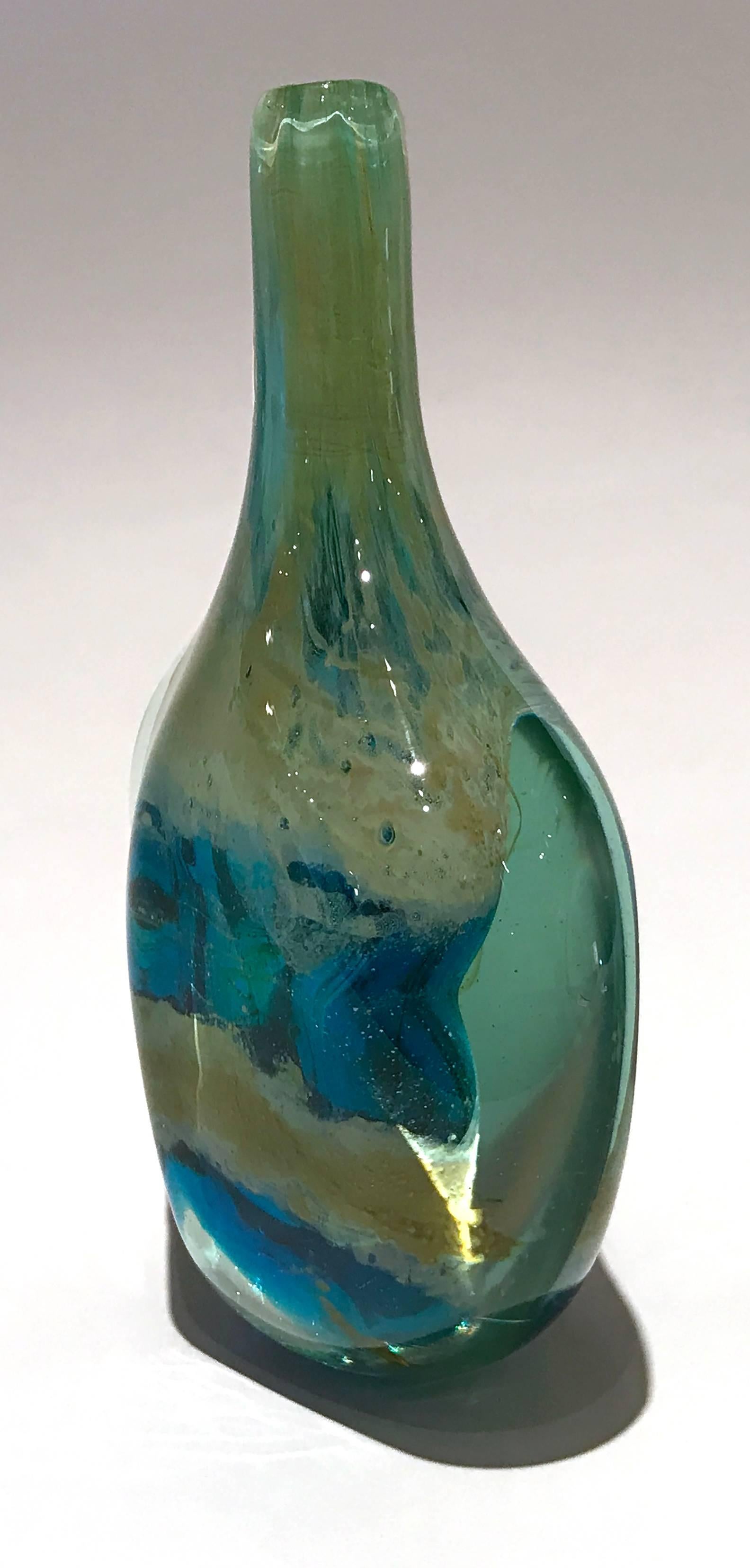Mid-Century Modern Early Handcrafted 'Cut Ice' Fish Vase by Michael Harris for Mdina For Sale