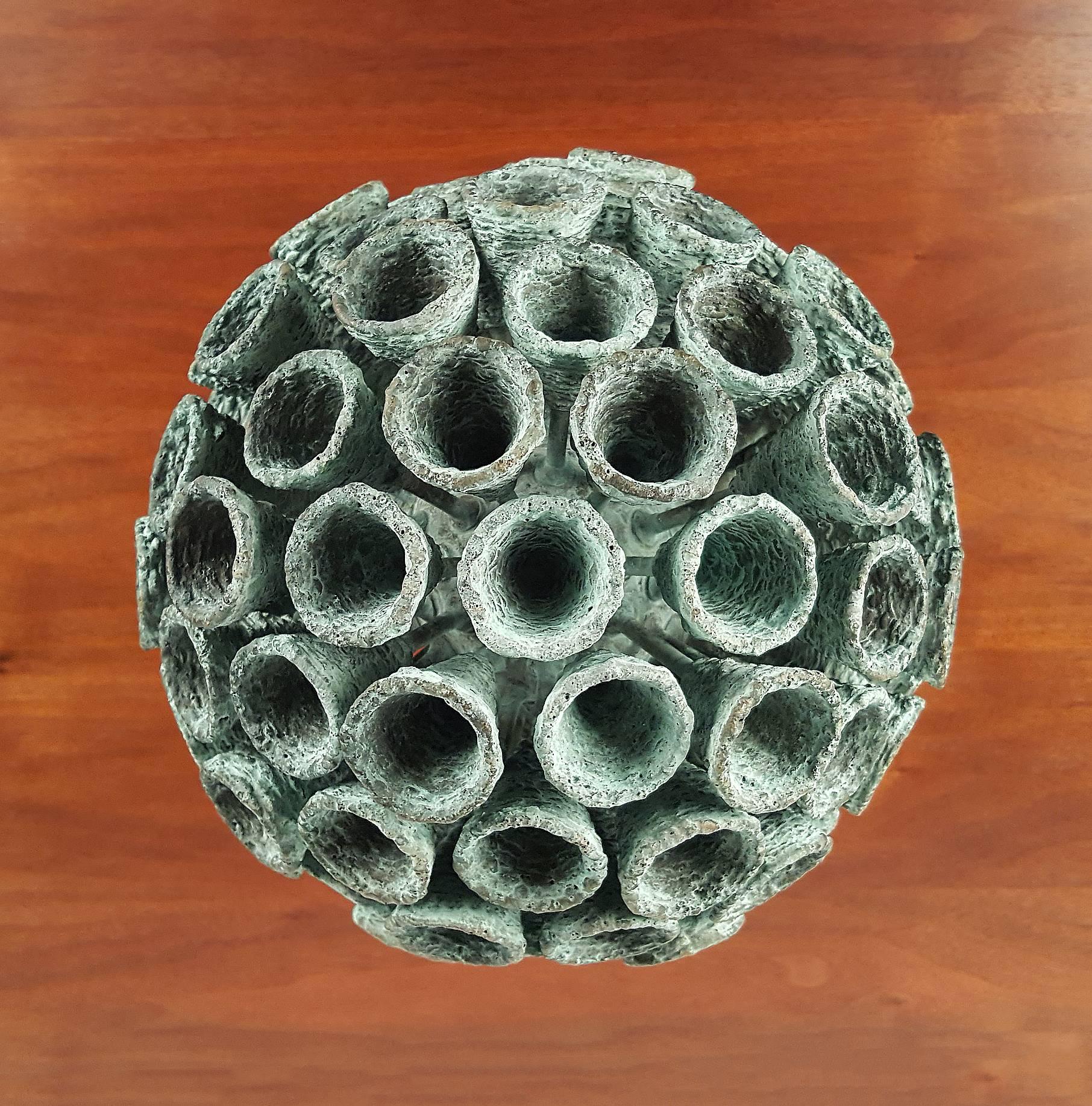 Patinated Organic Bronze Blooming Plant Form Sculpture by Douglas Ihlenfeld