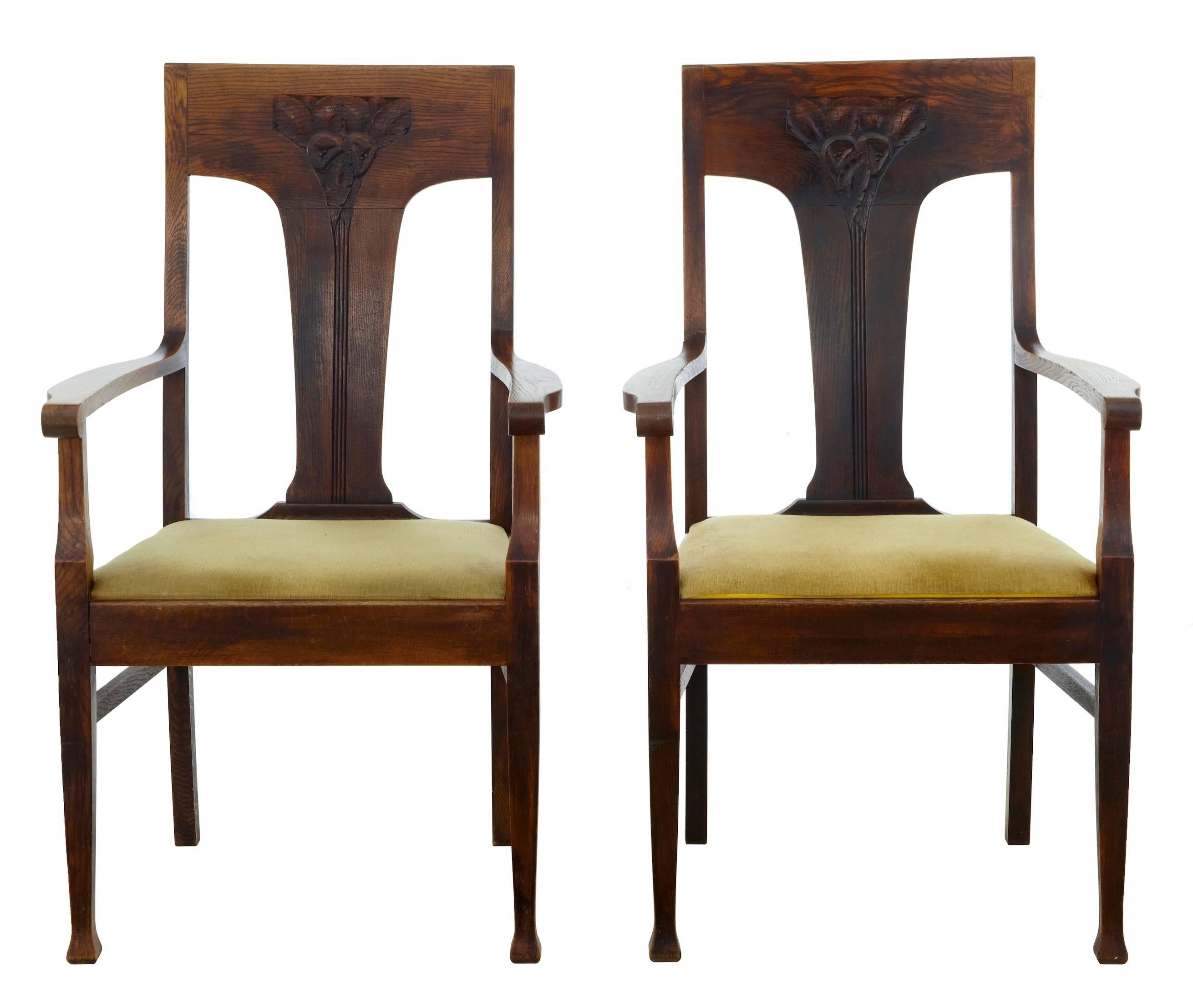 Pair of Late 19th Century Oak Arts and Crafts Armchairs