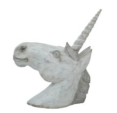 20th Century Decorative Carved Head of a Unicorn