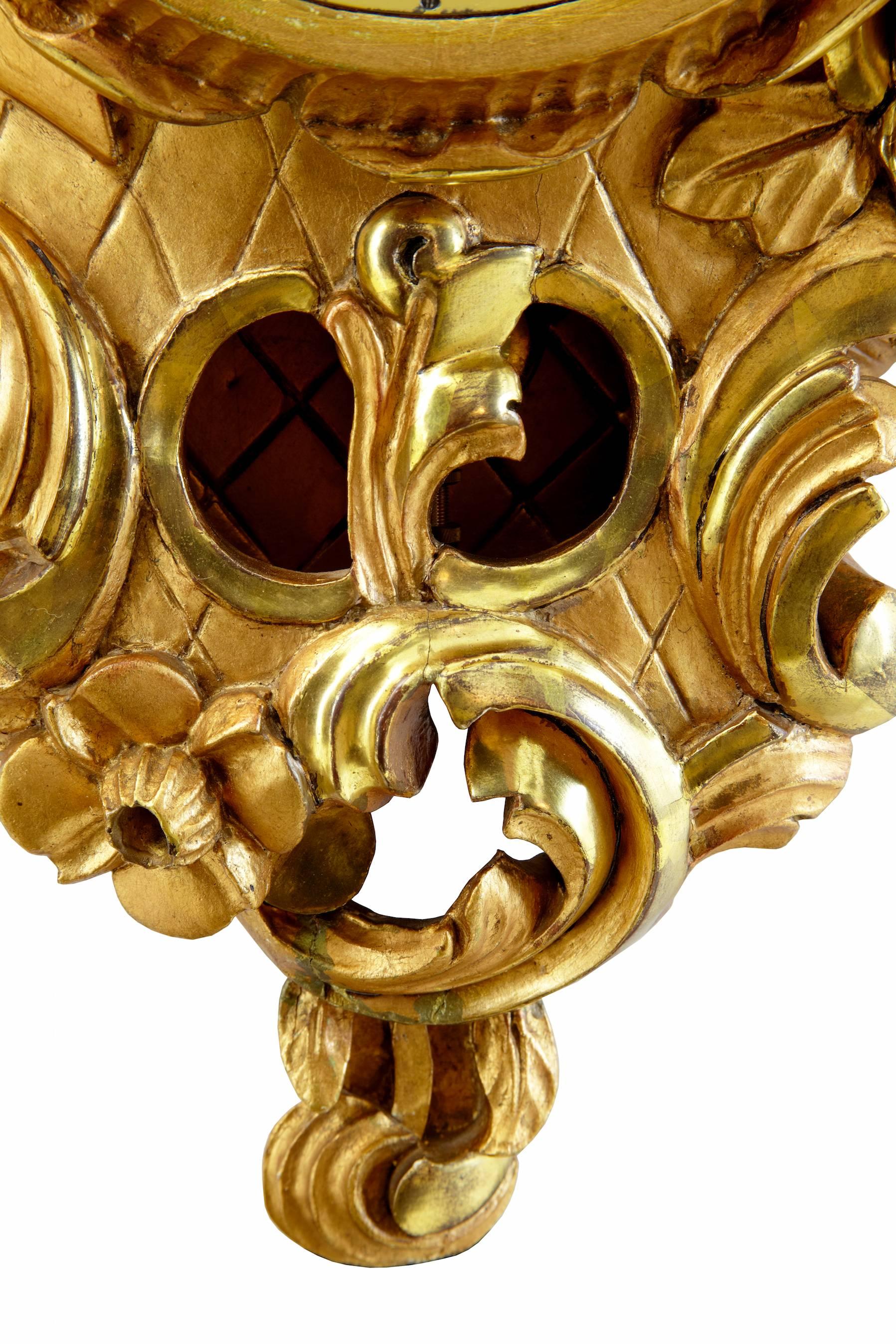 European 20th Century Swedish Westerstrand Rococo Style Gilt Carved Wood Wall Clock