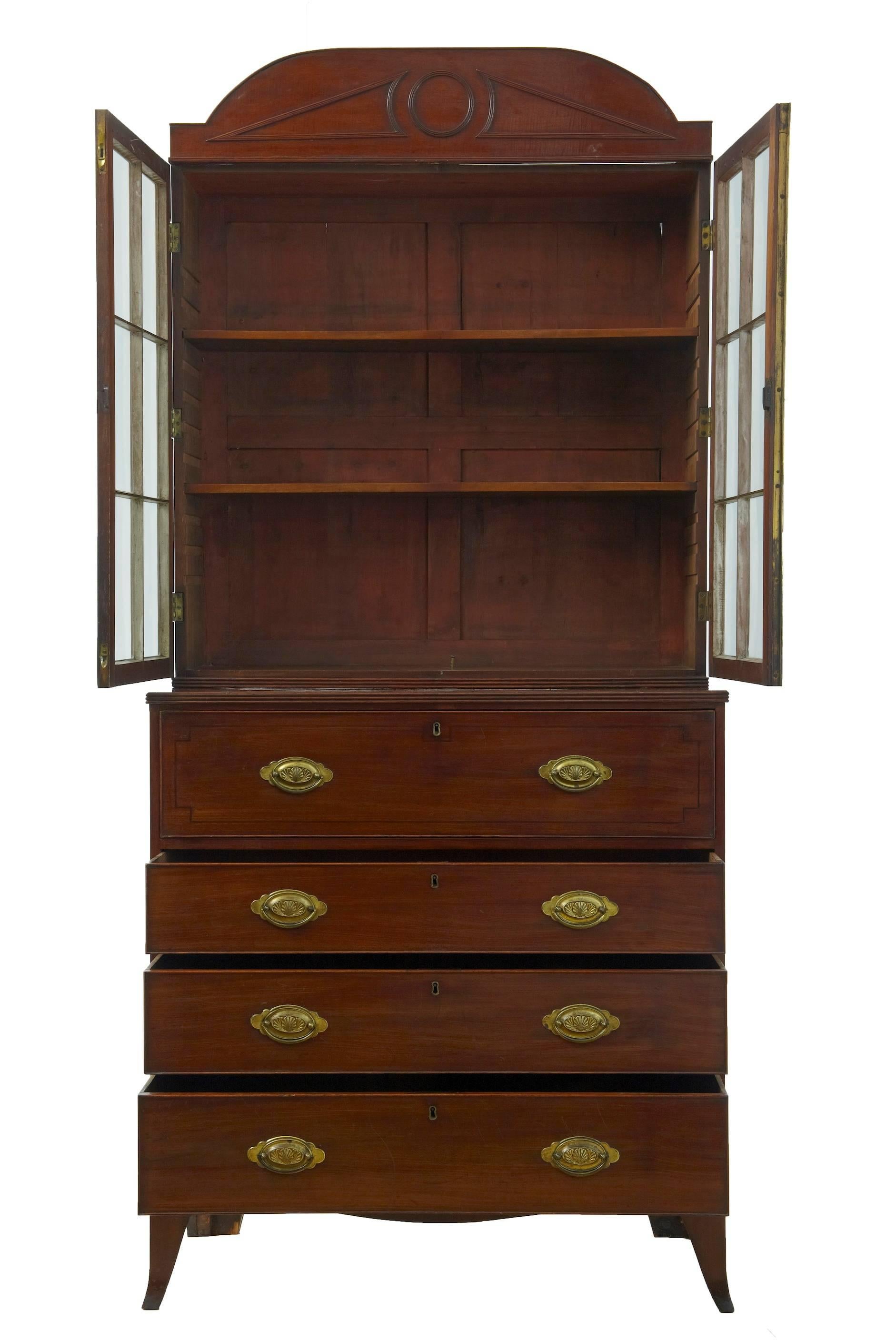 Woodwork 19th Century William IV Mahogany Secretaire Bookcase