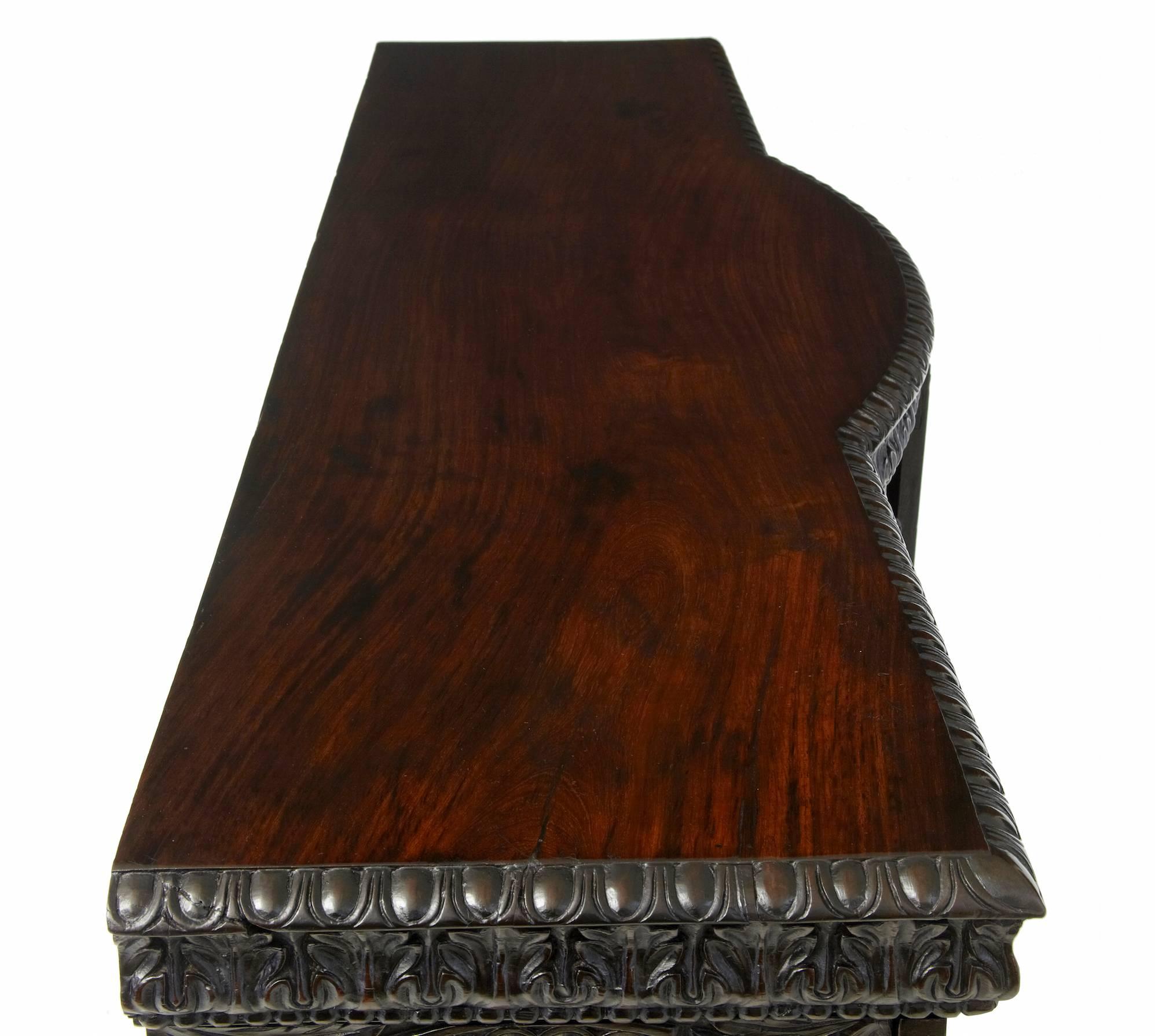 19th Century Carved Rosewood Anglo Indian Cabinet 2