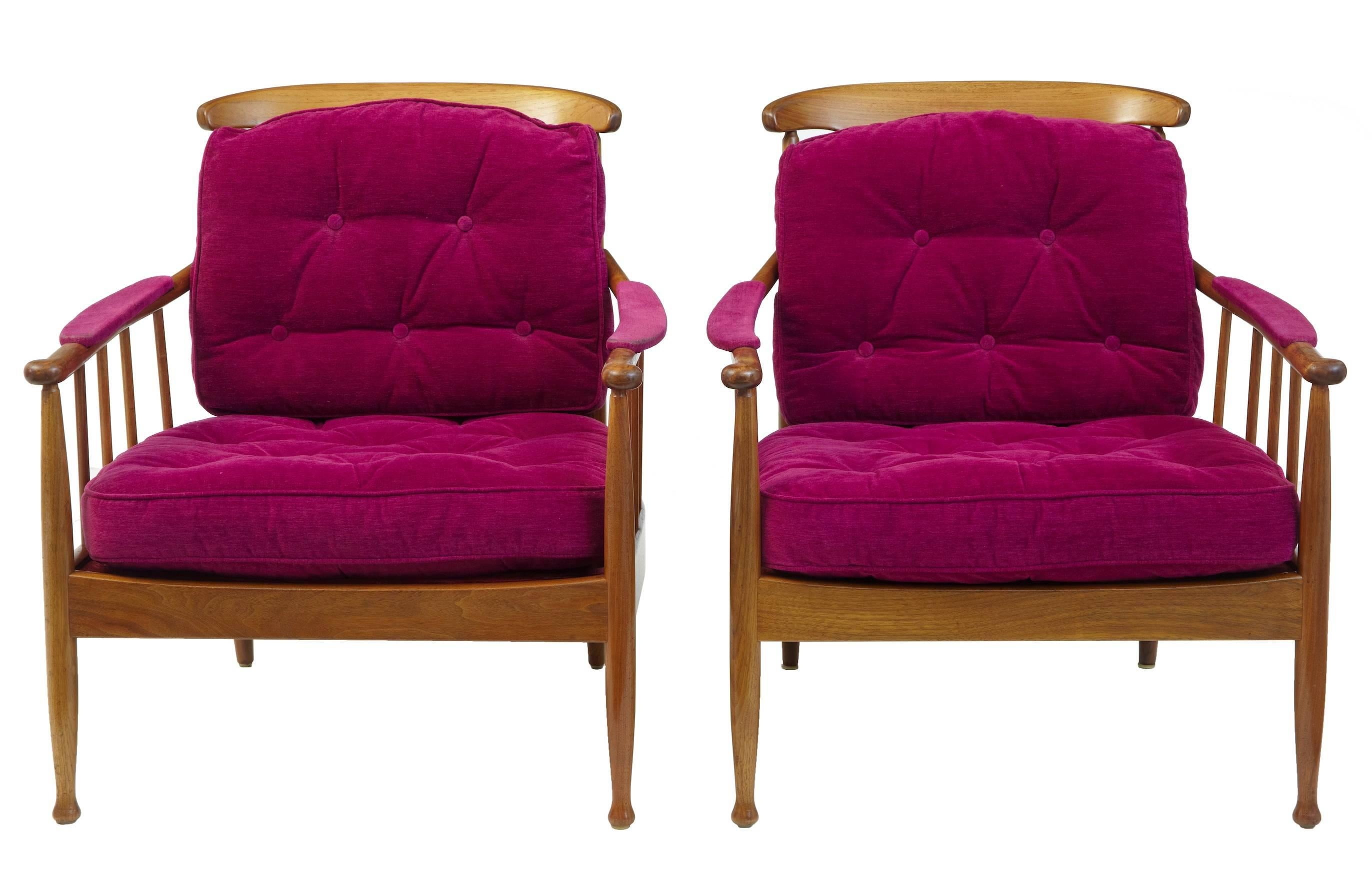 Scandinavian Modern Pair of 1960s, Swedish Walnut Ope Mobler Lounge Chairs