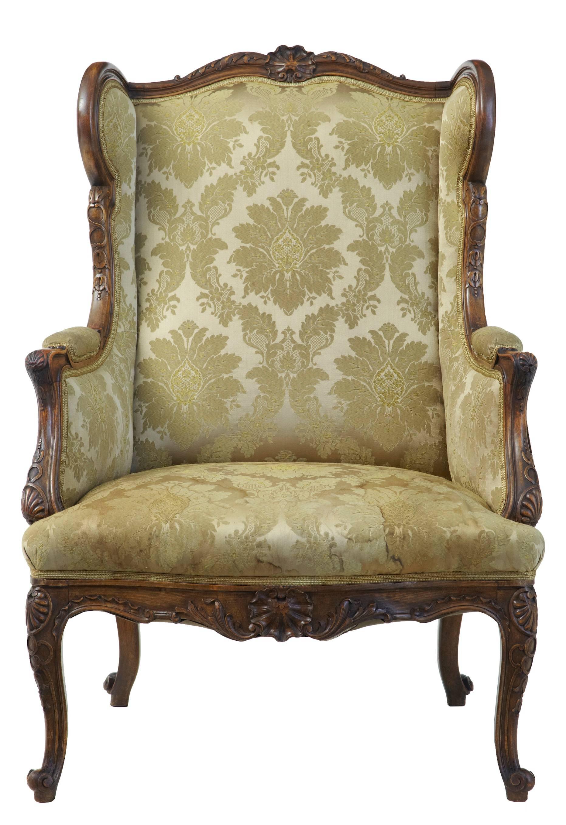 Victorian 19th Century Carved Walnut French Armchair
