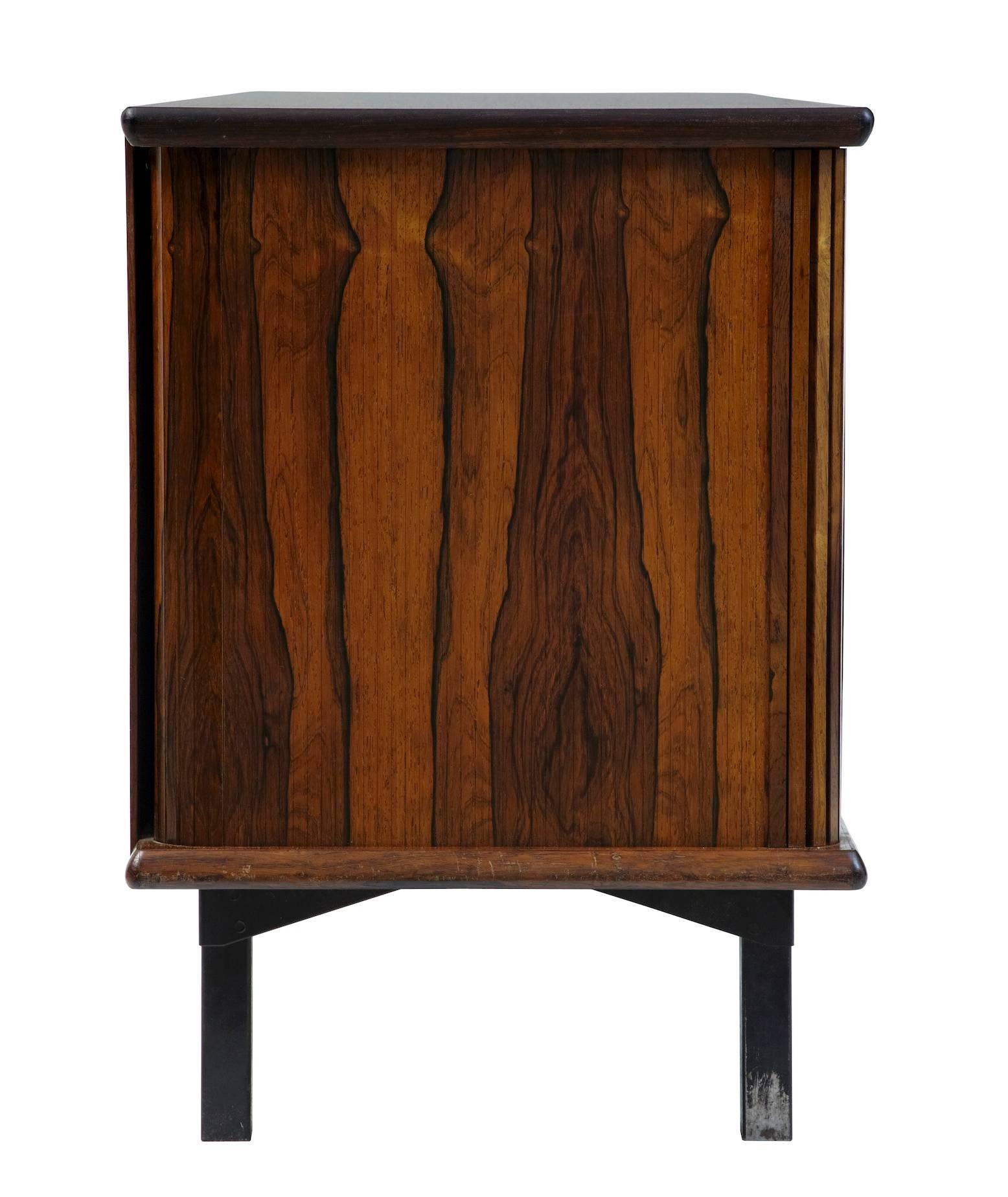 Woodwork 1970s Danish Rosewood Tambour Fronted Sideboard Cabinet