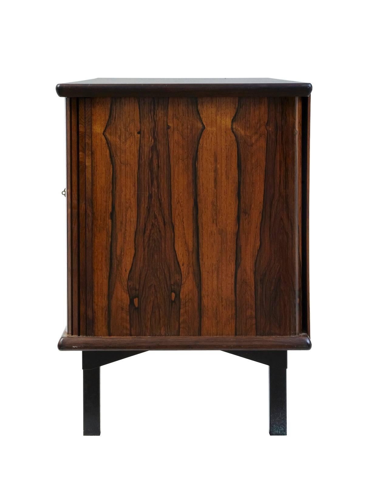 20th Century 1970s Danish Rosewood Tambour Fronted Sideboard Cabinet