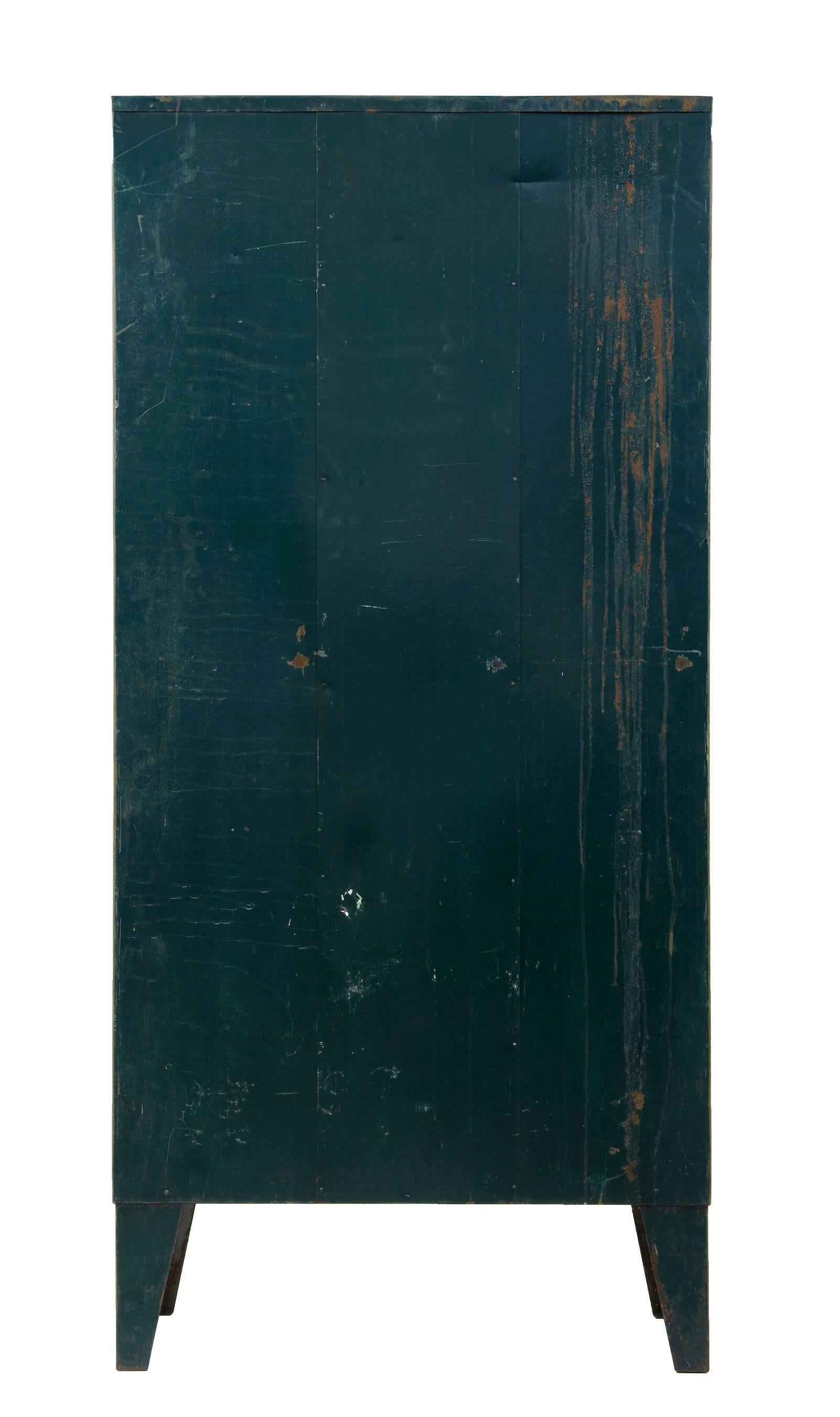 Welded 1960s Industrial Distressed Locker Cabinet