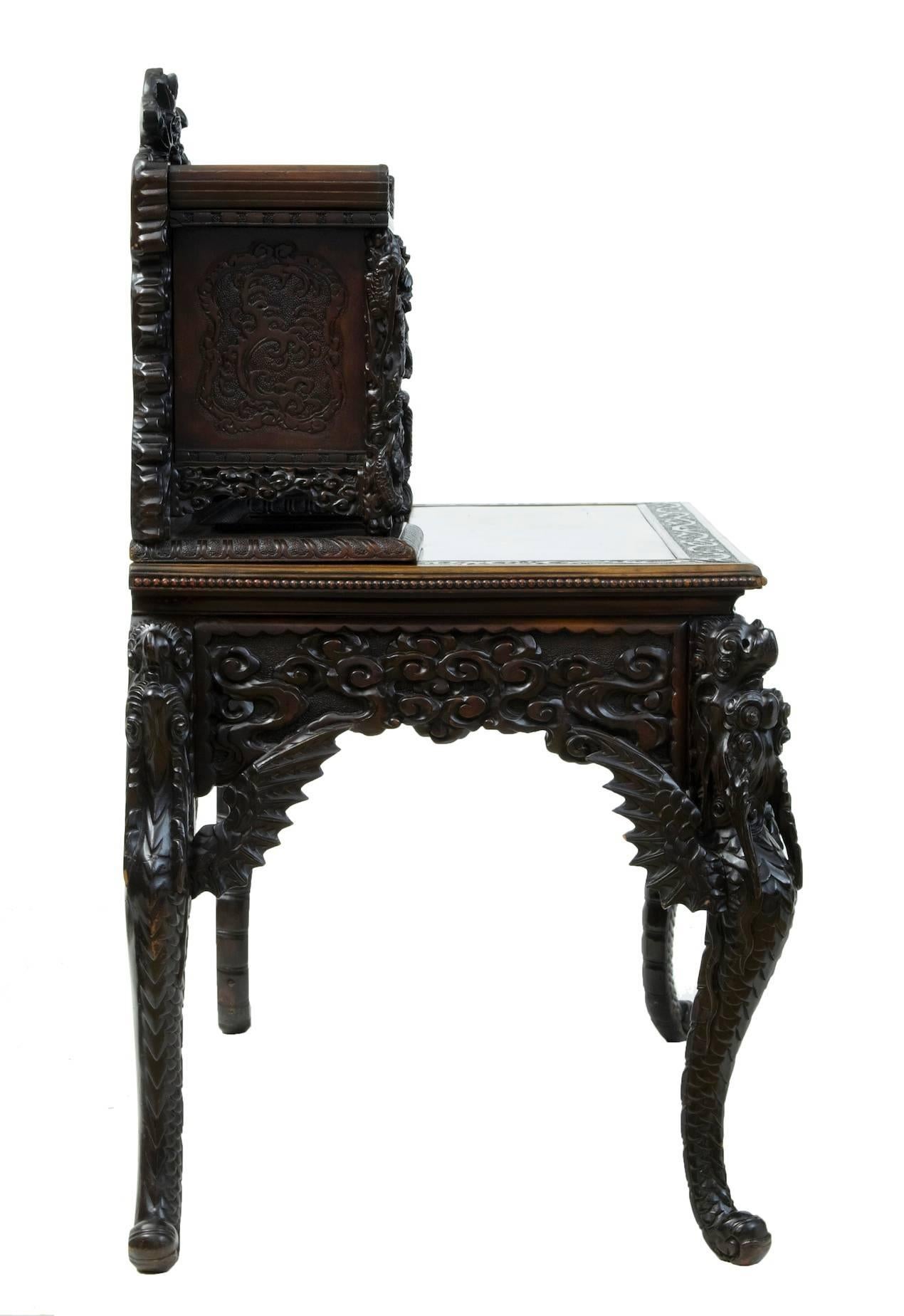 Asian Early 20th Century Carved Oriental Desk