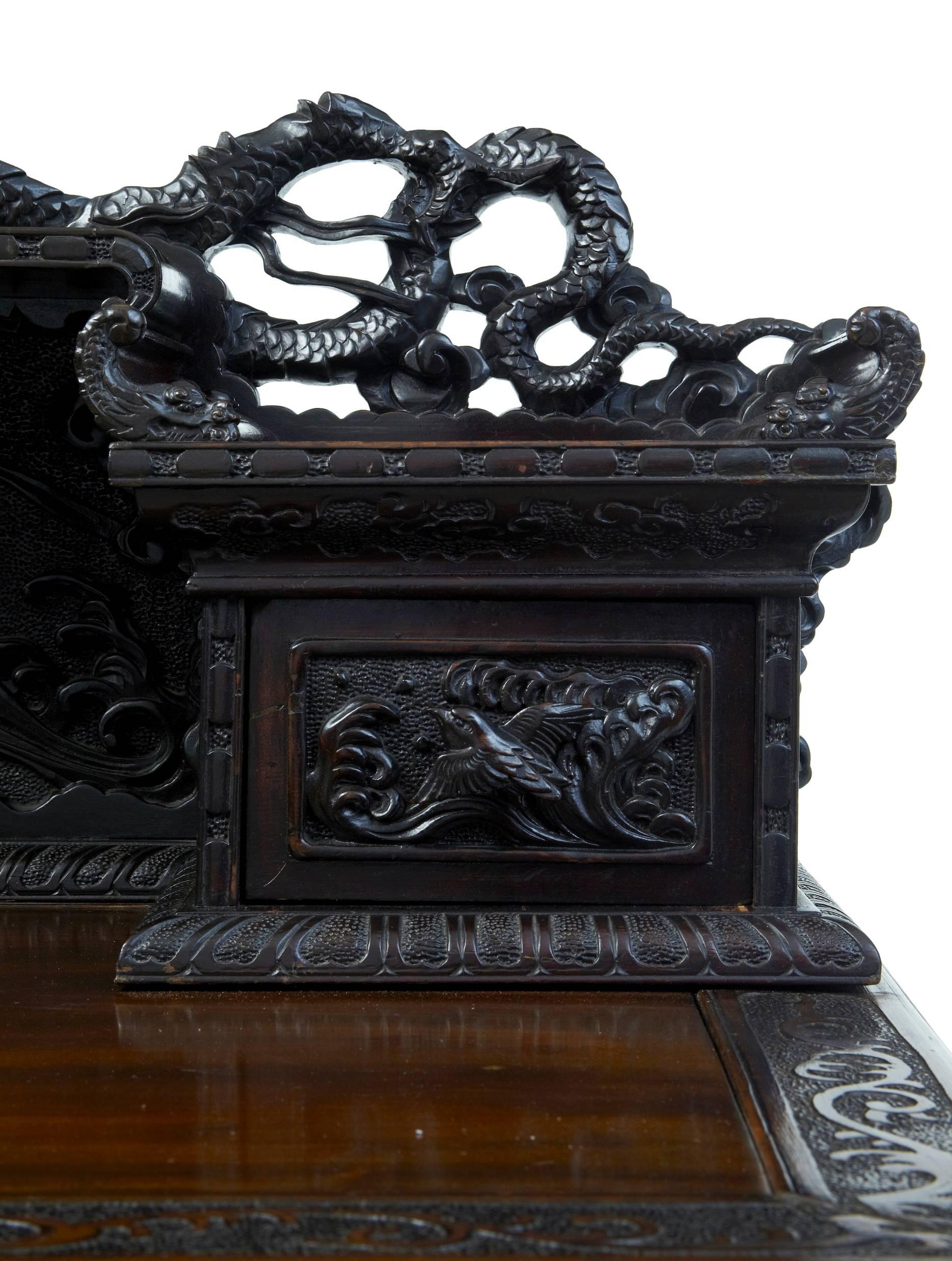 Early 20th Century Carved Oriental Desk 1