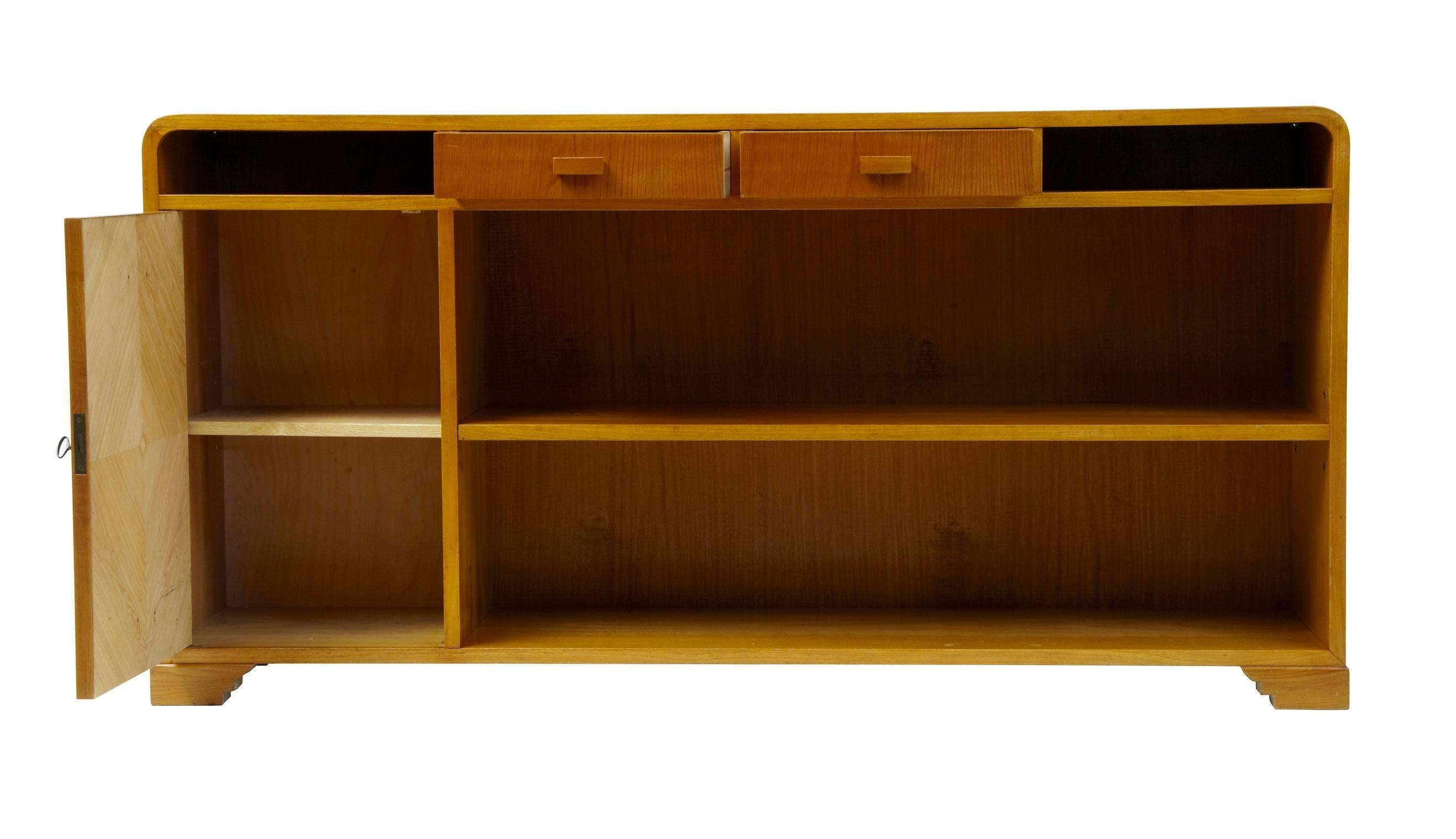 Woodwork 20th Century Later Art Deco Elm Low Bookcase Cupboard