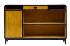 20th Century Later Art Deco Birch and Ebonised Low Bookcase