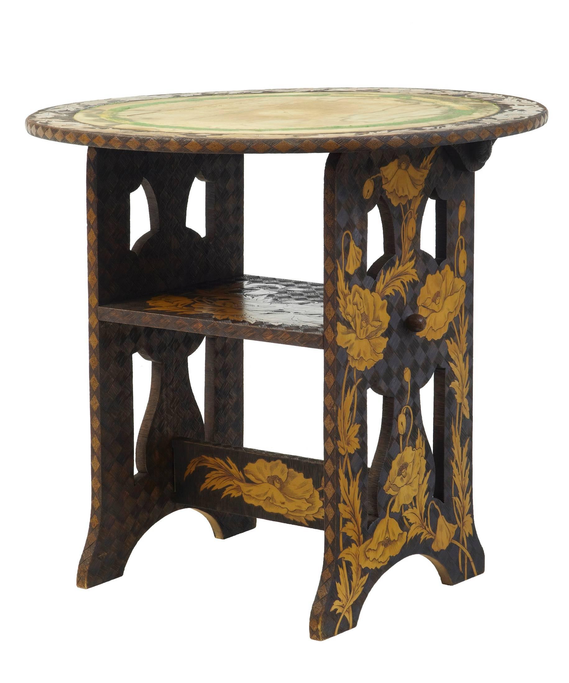 Arts and Crafts Early 20th Century American, Arts & Crafts Collection of Poker Work Furniture