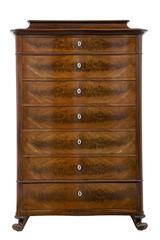 19th Century French Mahogany Serpentine Tall Chest of Drawers