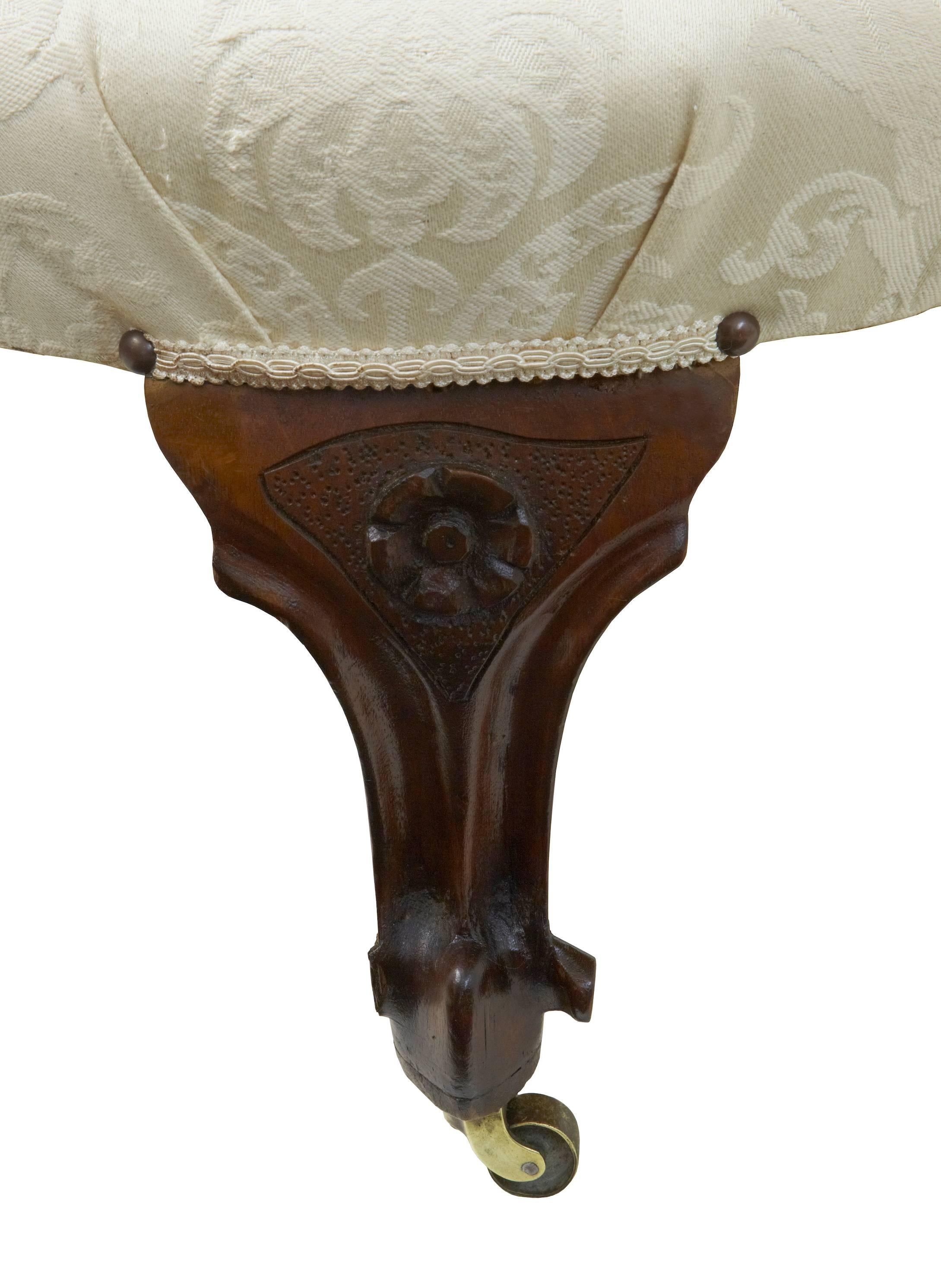 19th Century Victorian Carved Walnut Conversation Settee Sofa 1