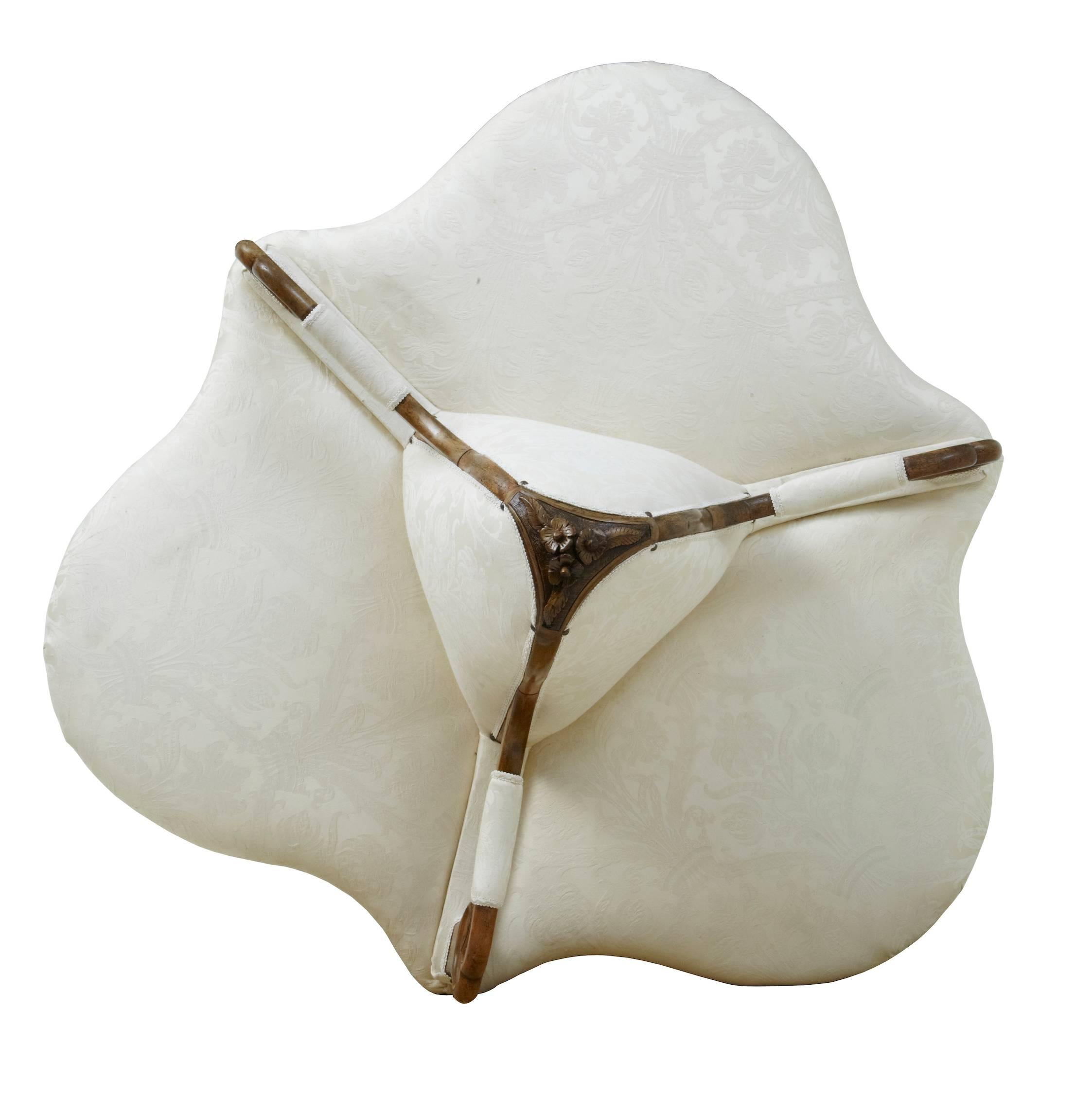 High Victorian 19th Century Victorian Carved Walnut Conversation Settee Sofa