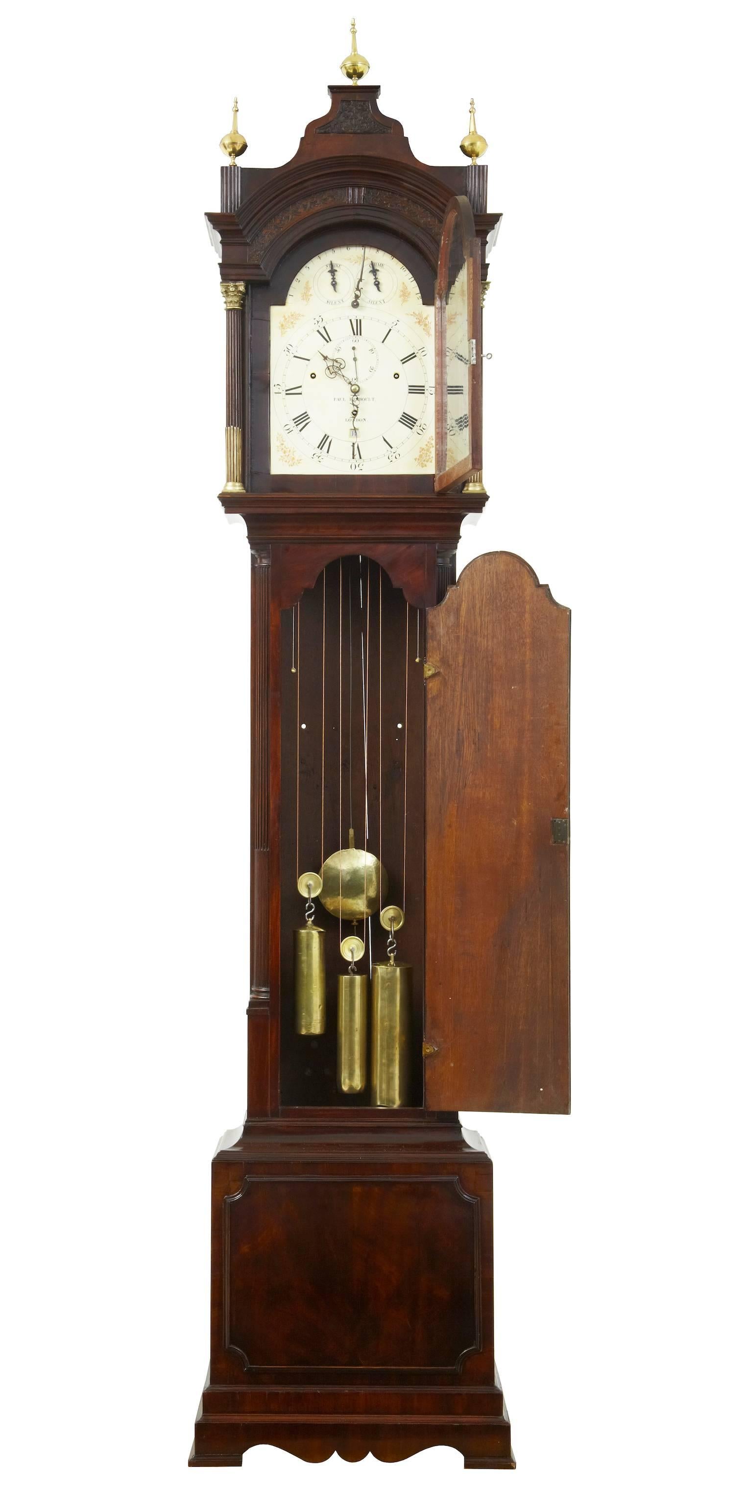 18th century flame mahogany musical longcase clock by Rimbault

Fine quality maker who is recorded in the 'watchmakers & clockmakers of the world volume 1' by G H baillie

It is a true musical longcase clock dating from the late 18th century