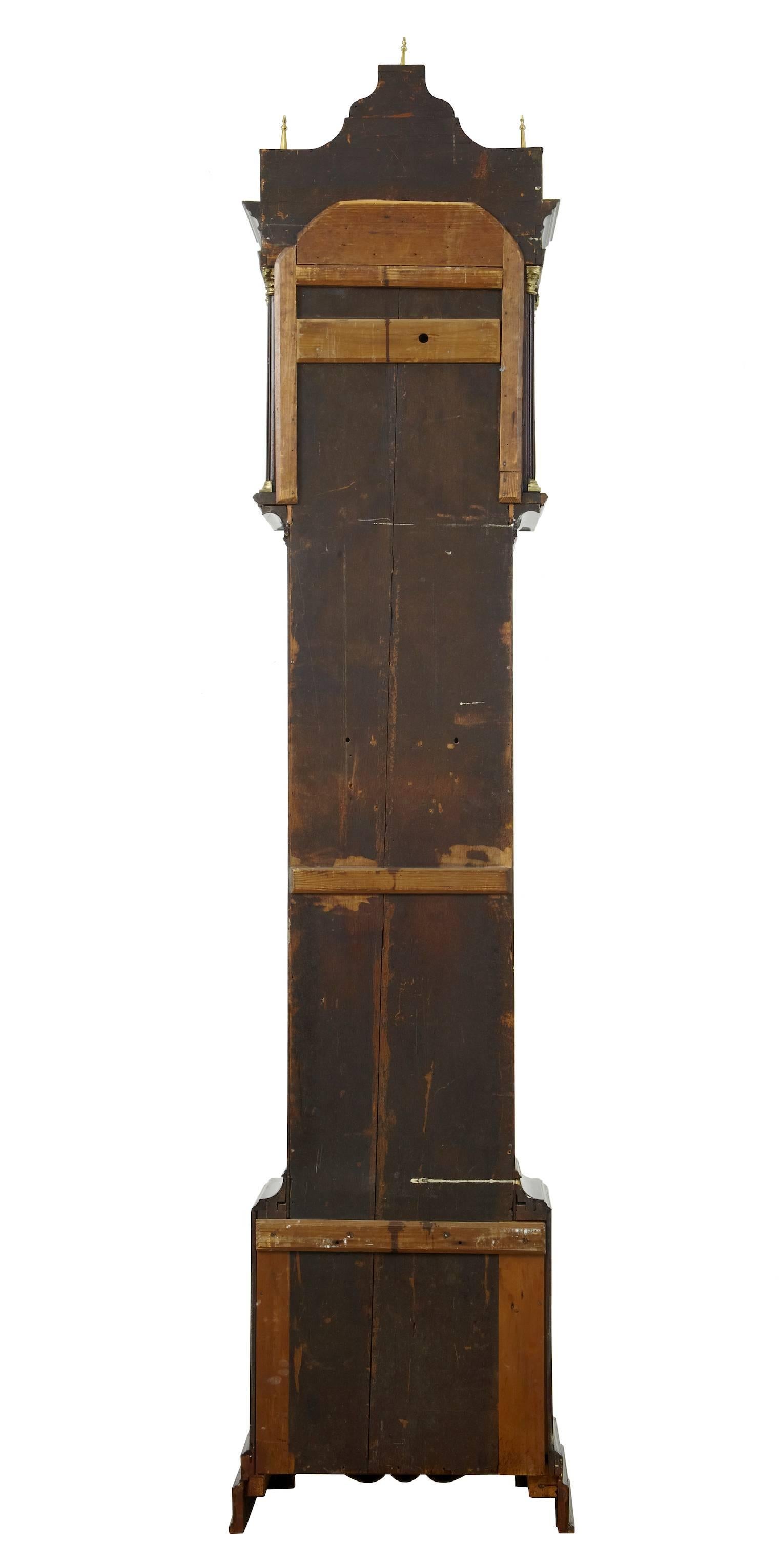 Georgian 18th Century Flame Mahogany Musical Longcase Clock by Rimbault