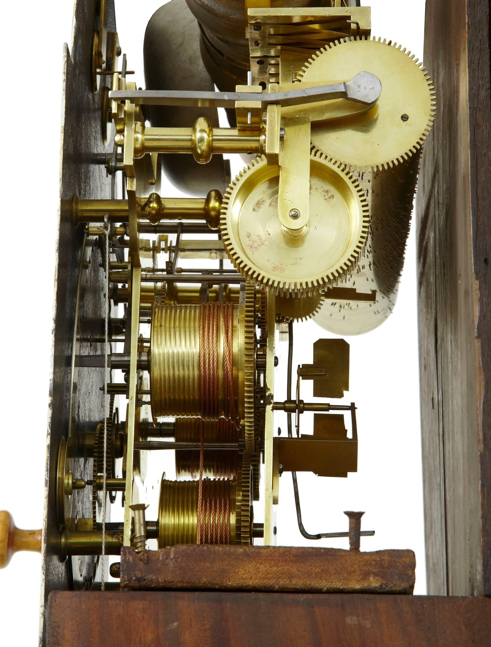 British 18th Century Flame Mahogany Musical Longcase Clock by Rimbault