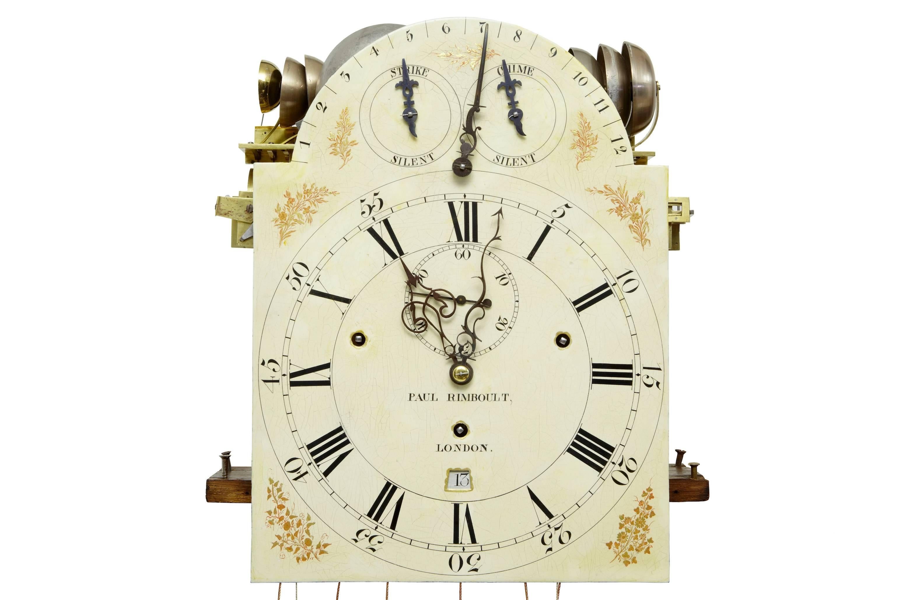 18th Century Flame Mahogany Musical Longcase Clock by Rimbault 1
