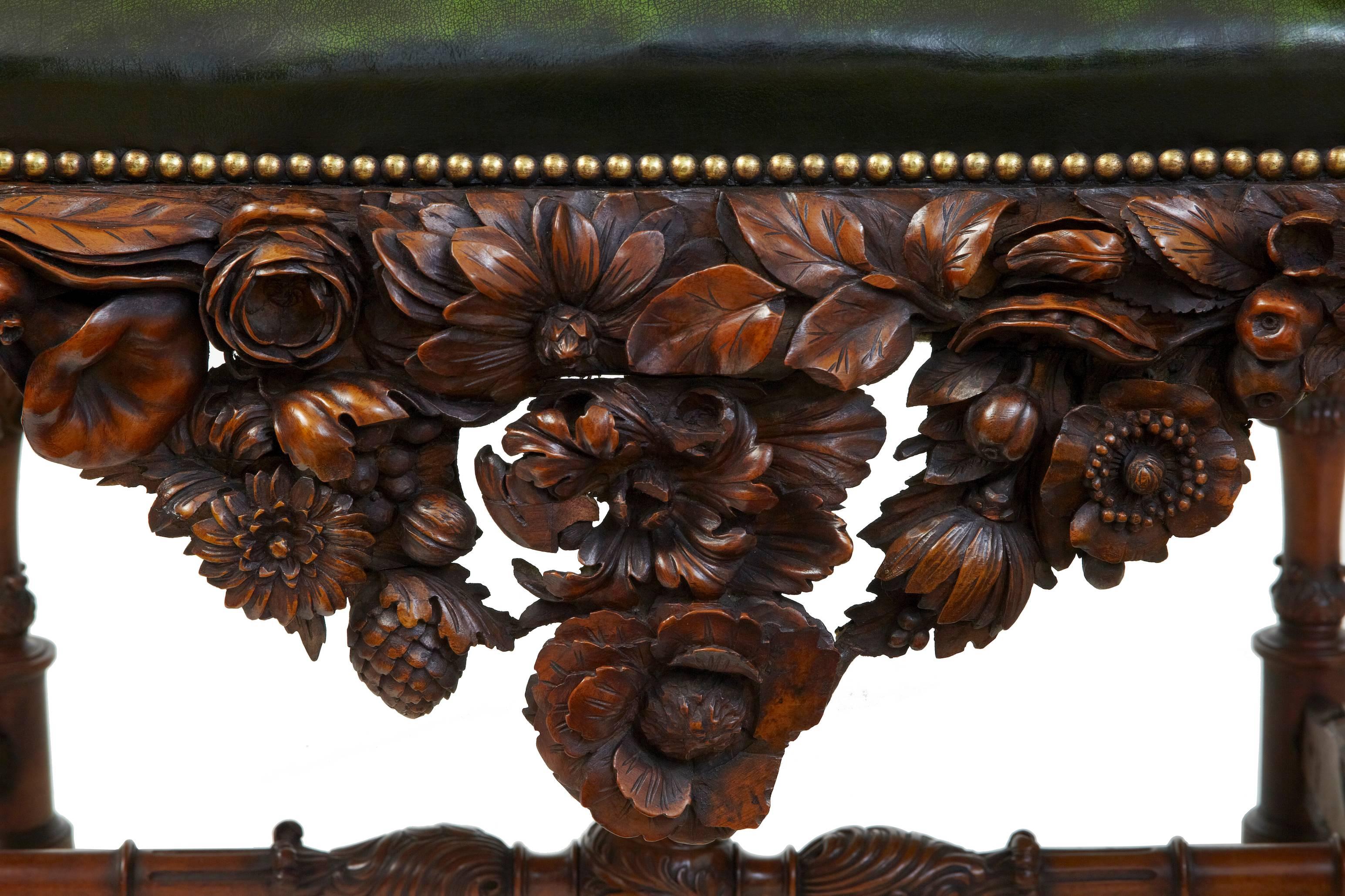 Pair of 19th Century Carved Walnut Florentine Renaissance Armchairs 5