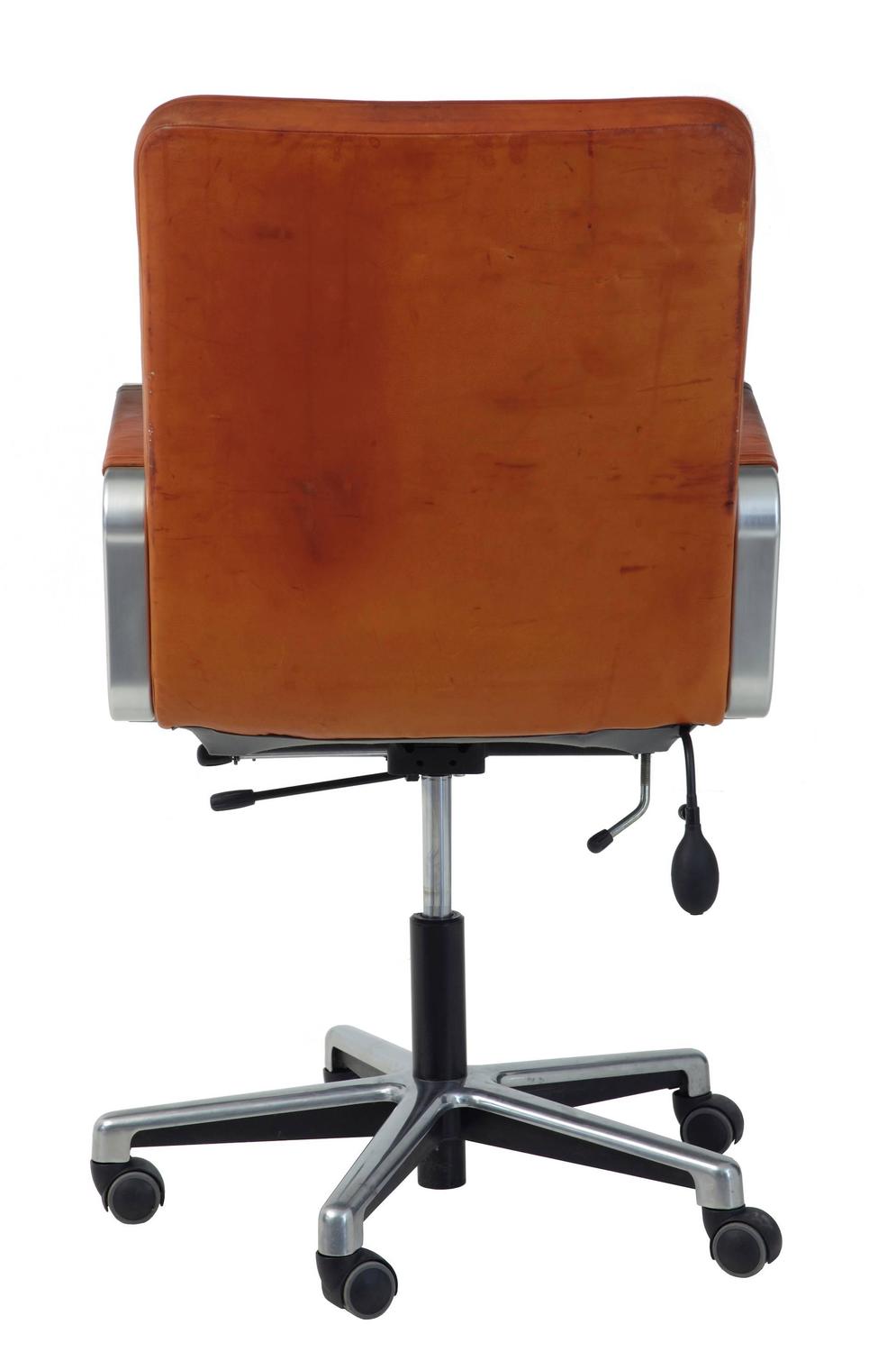 20th Century Scandinavian Modern Leather and Chrome Office Chair by Joc