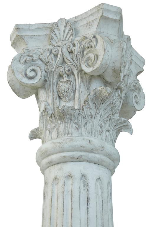 Large Pair of Decorative Carved Wood Corinthian Columns at 1stDibs