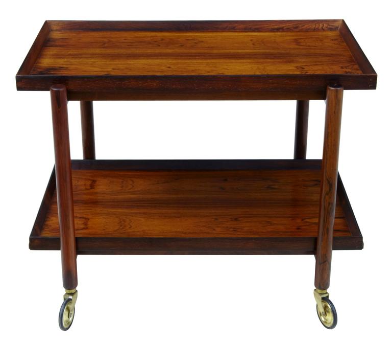 Danish Rosewood Serving Table Trolley by Poul Hundevad at 1stDibs