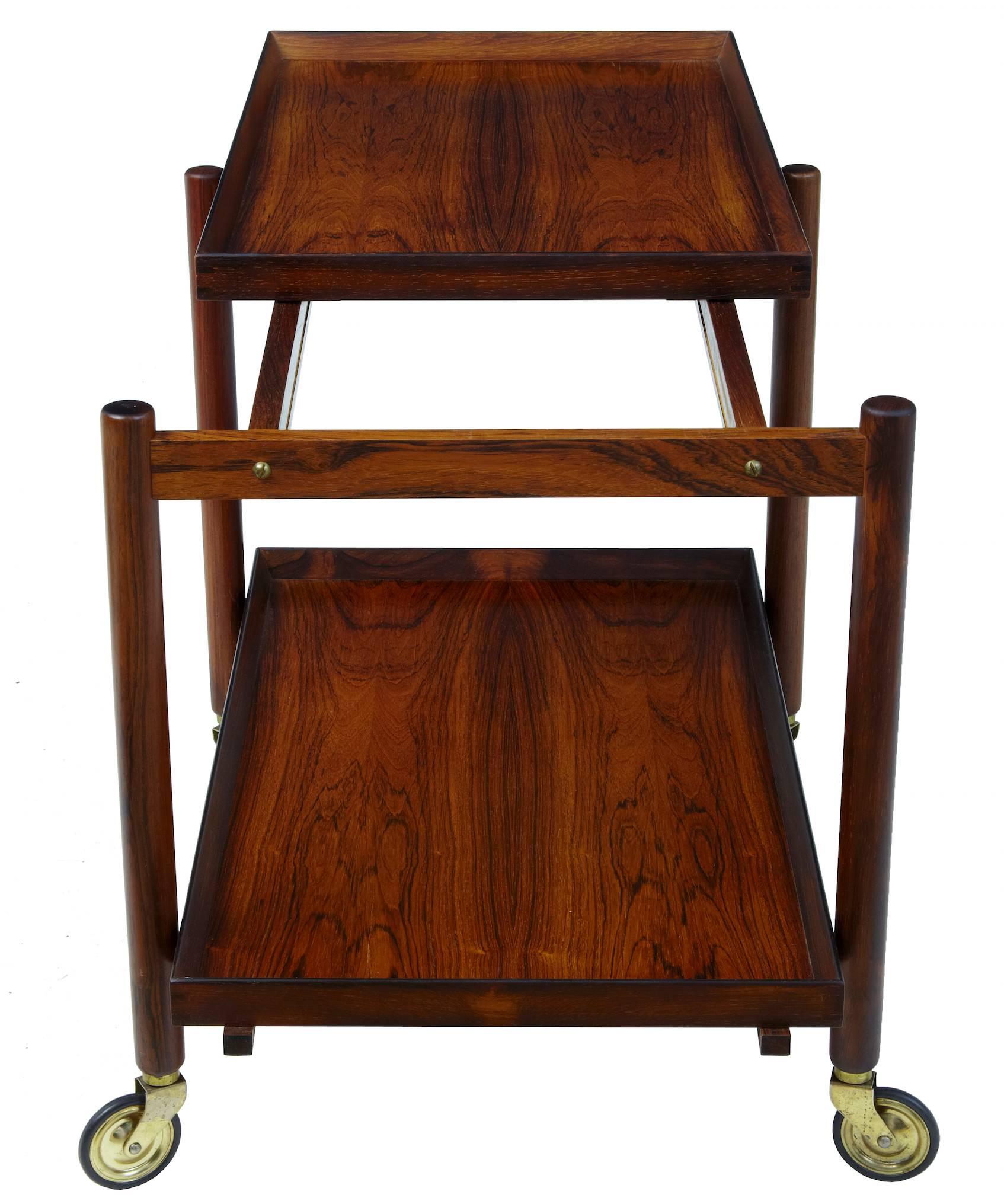Danish Rosewood Serving Table Trolley by Poul Hundevad In Good Condition In Debenham, Suffolk
