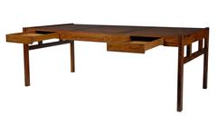 Grand bureau écritoire scandinave en noyer suédois