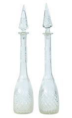 Near Pair of Cut Glass 1920s Decanters
