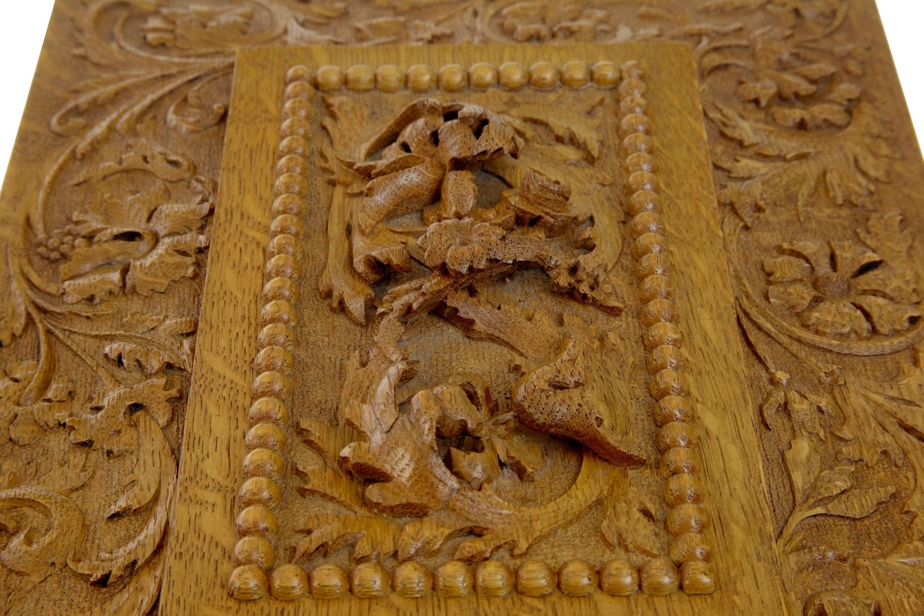 Late 19th Century Decorative Carved Oak Box 1