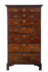 19th Century Mahogany Tall Six Drawer Chest of Drawers