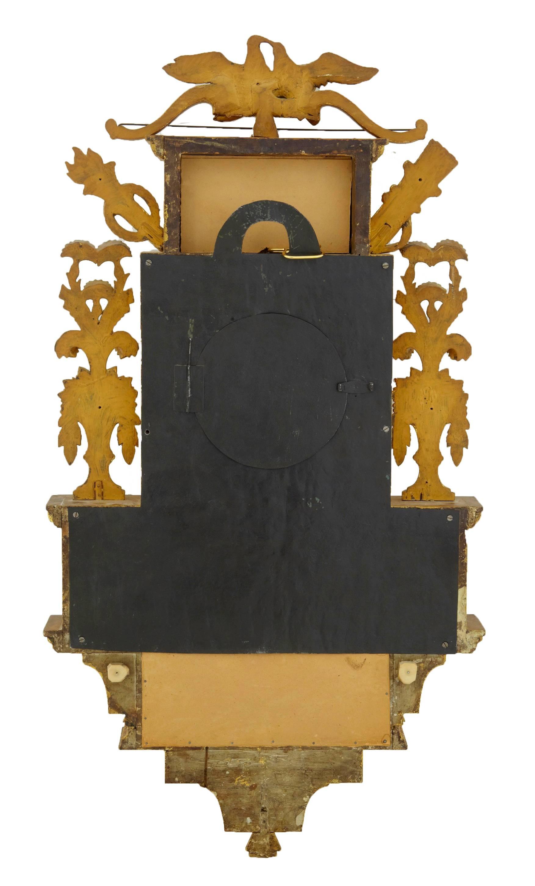 19th Century Swedish Gilt and Eglomise Ornate Wall Clock 2