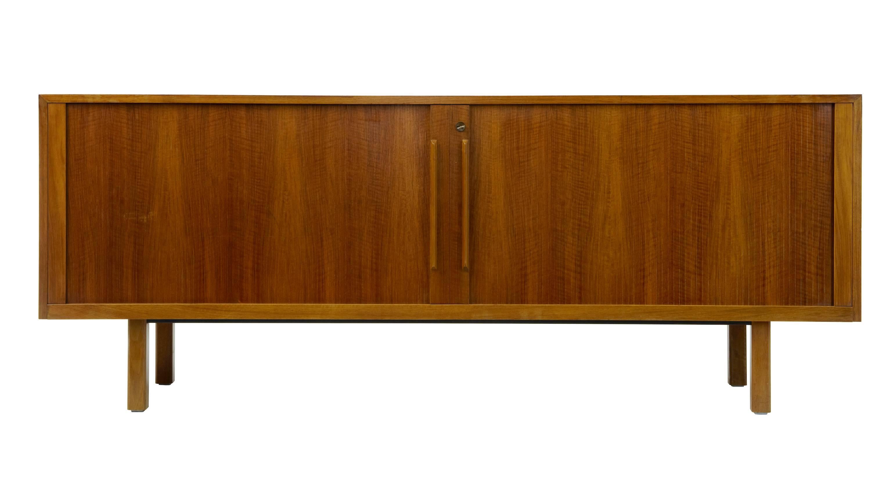 Scandinavian Modern 20th Century Swedish Teak Tambour Front Sideboard by Atvidabergs